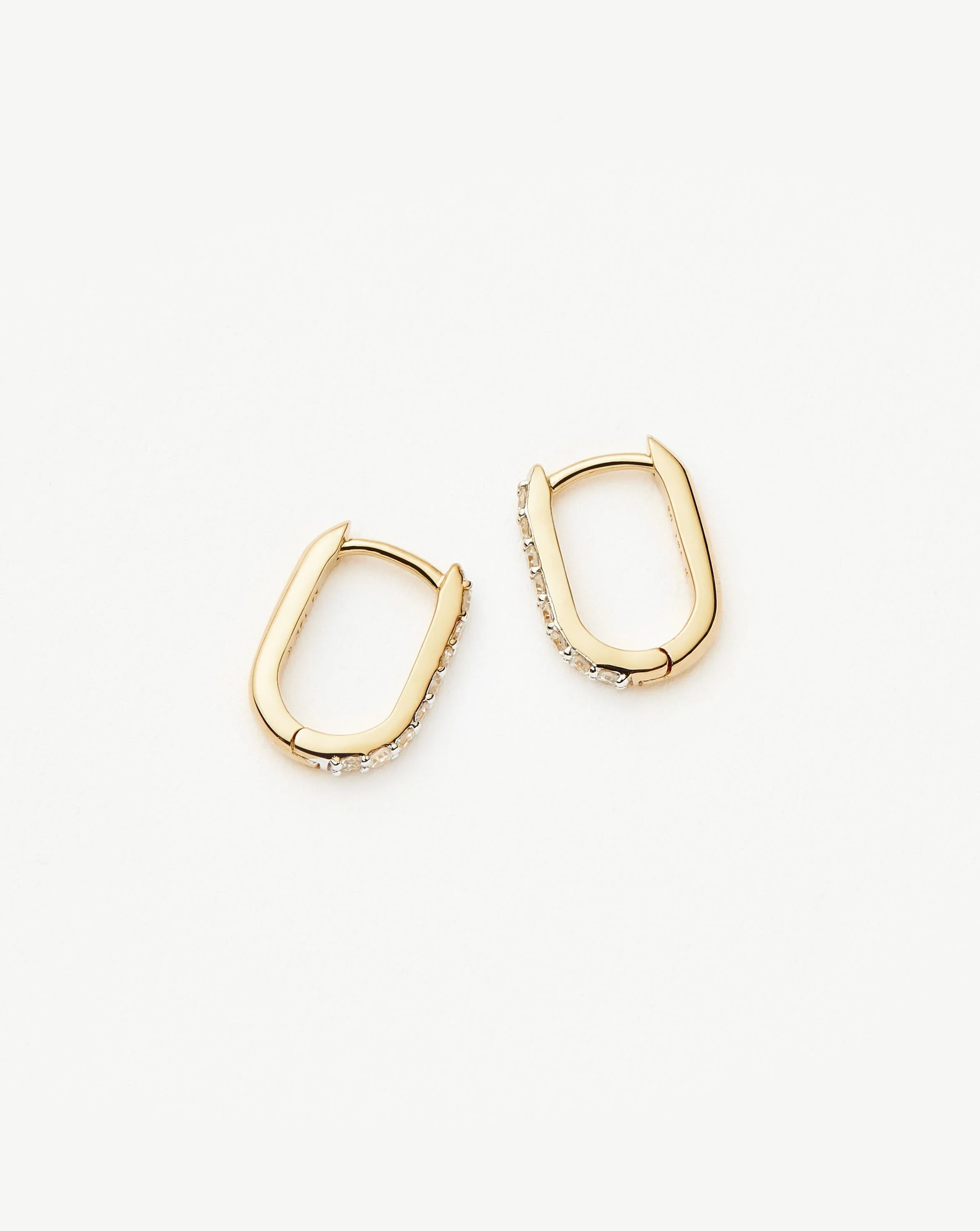 Solid Gold Diamond Ovate Mini Hoop Earrings | 14ct Solid Gold/Diamond - Image 4