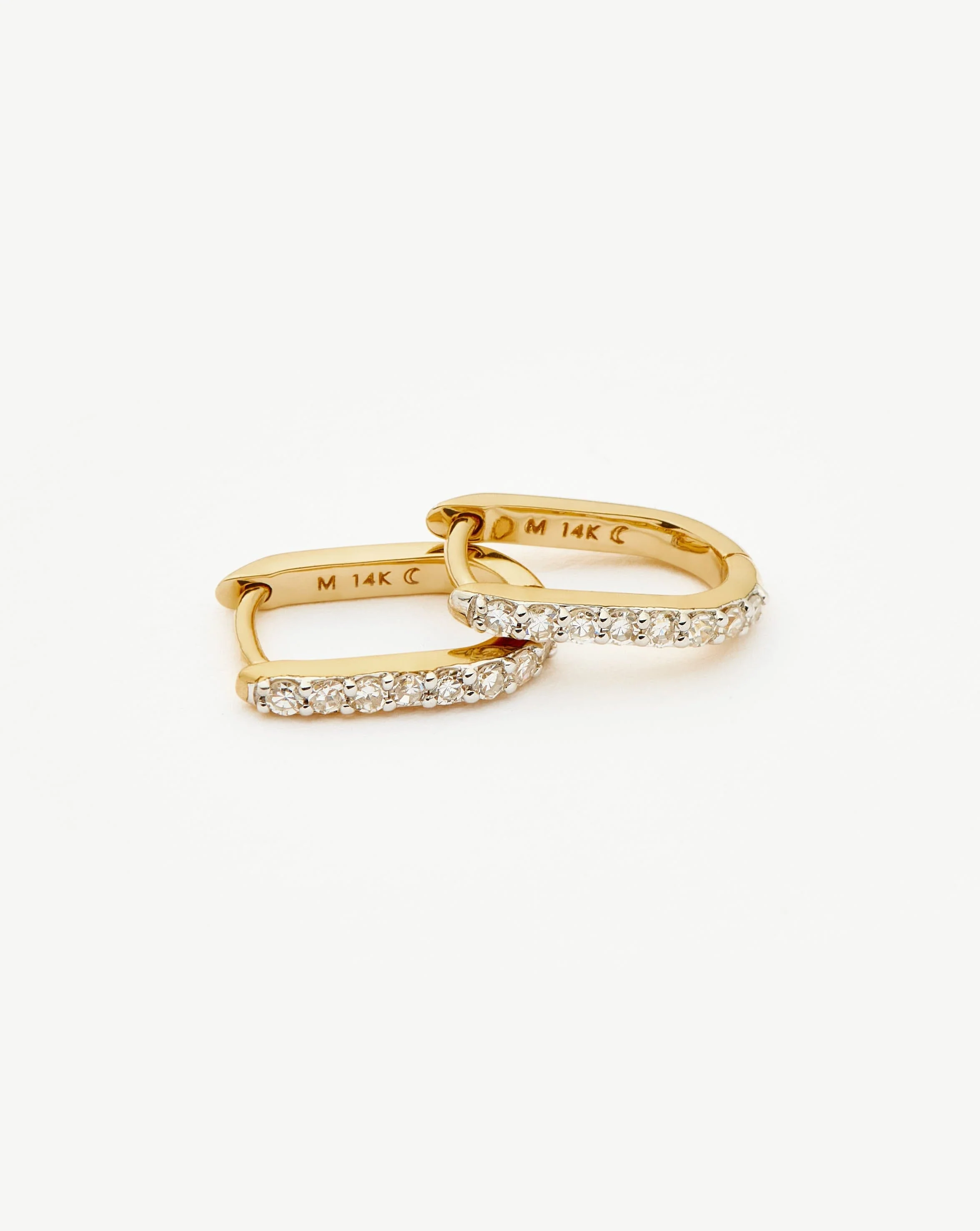 Solid Gold Diamond Ovate Mini Hoop Earrings | 14ct Solid Gold/Diamond - Image 5