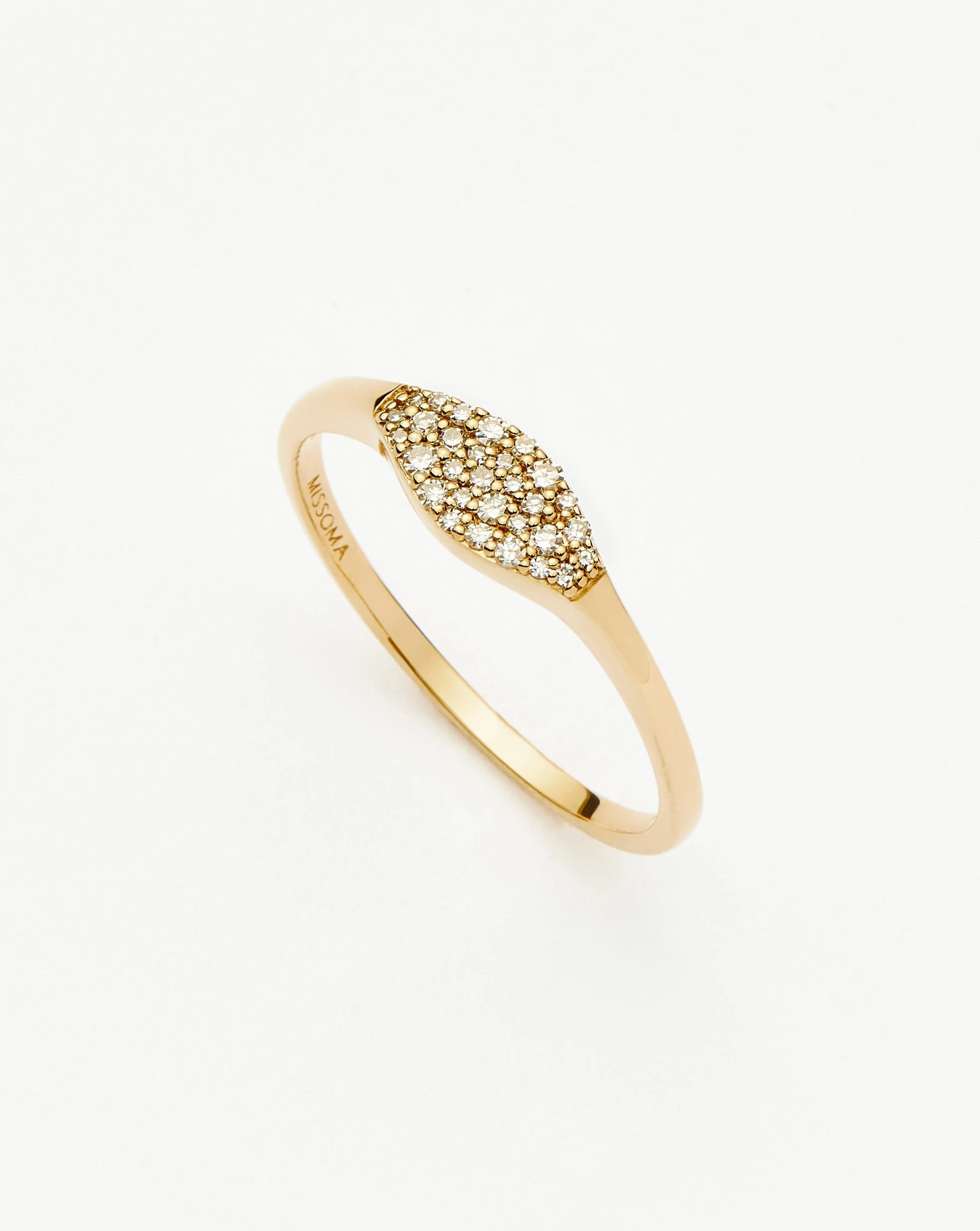Solid Gold Diamond Signet Ring | 14ct Solid Gold/Diamond