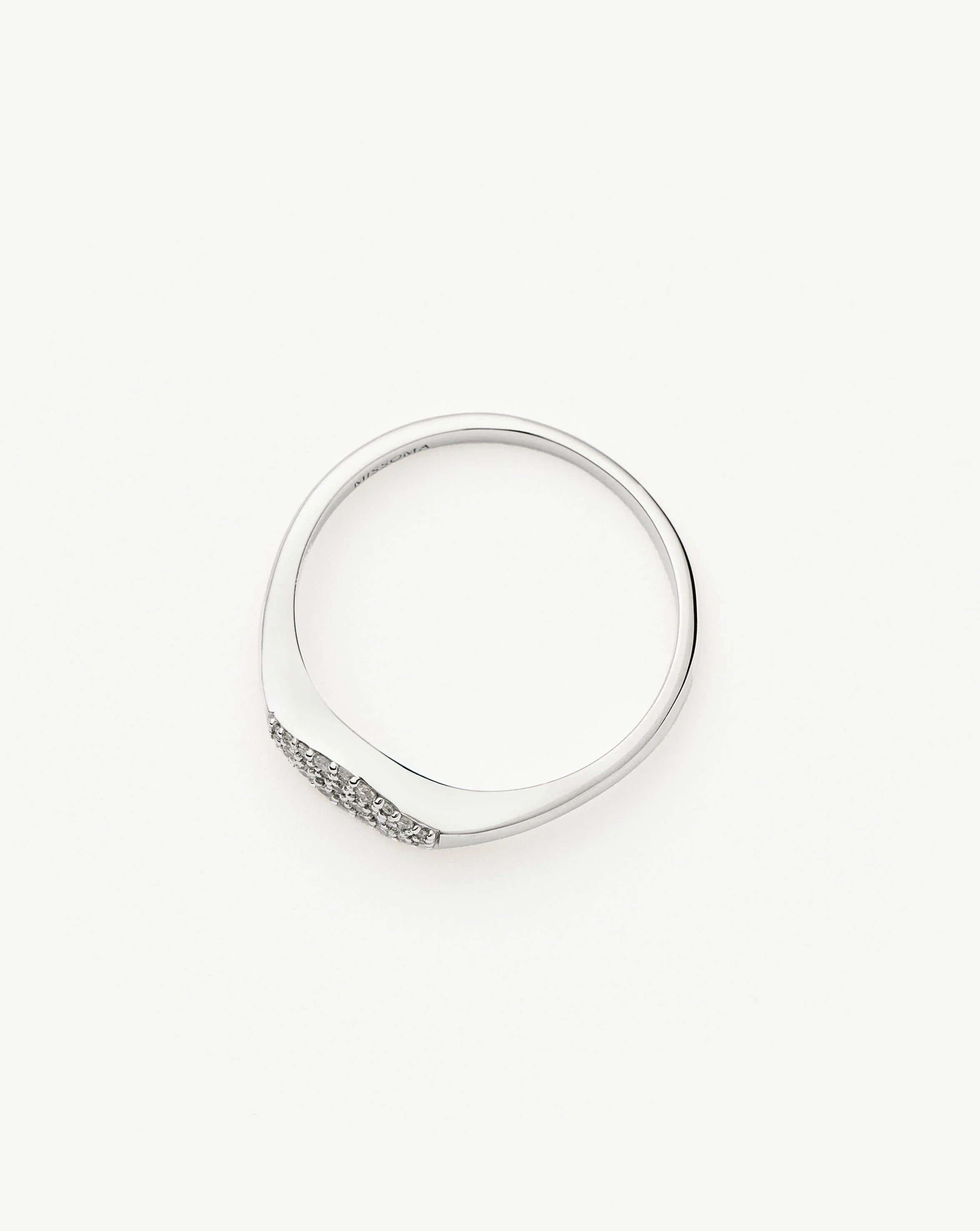 Solid Gold Diamond Signet Ring | 14ct Solid White Gold/Diamond - Image 4