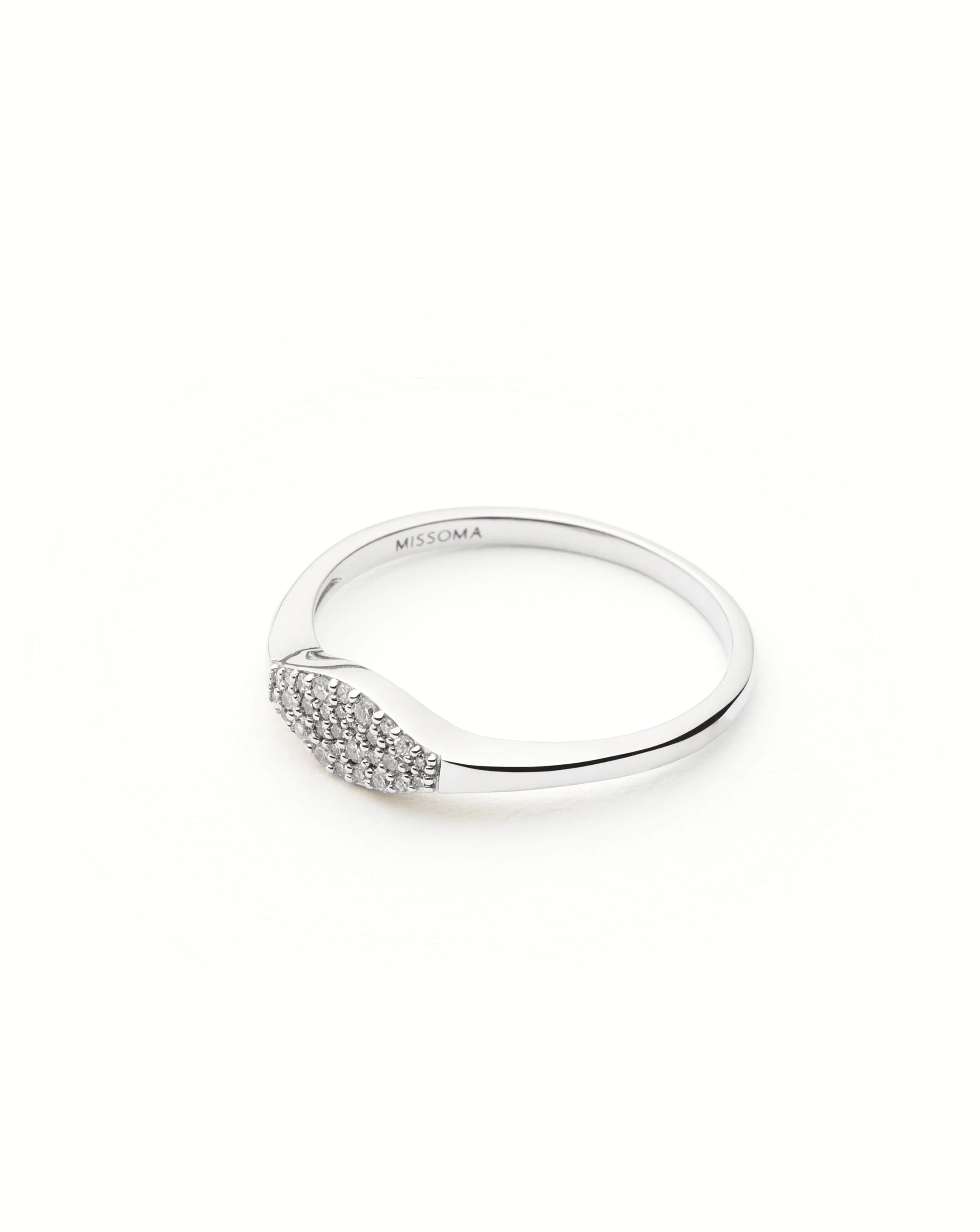 Solid Gold Diamond Signet Ring | 14ct Solid White Gold/Diamond - Image 5