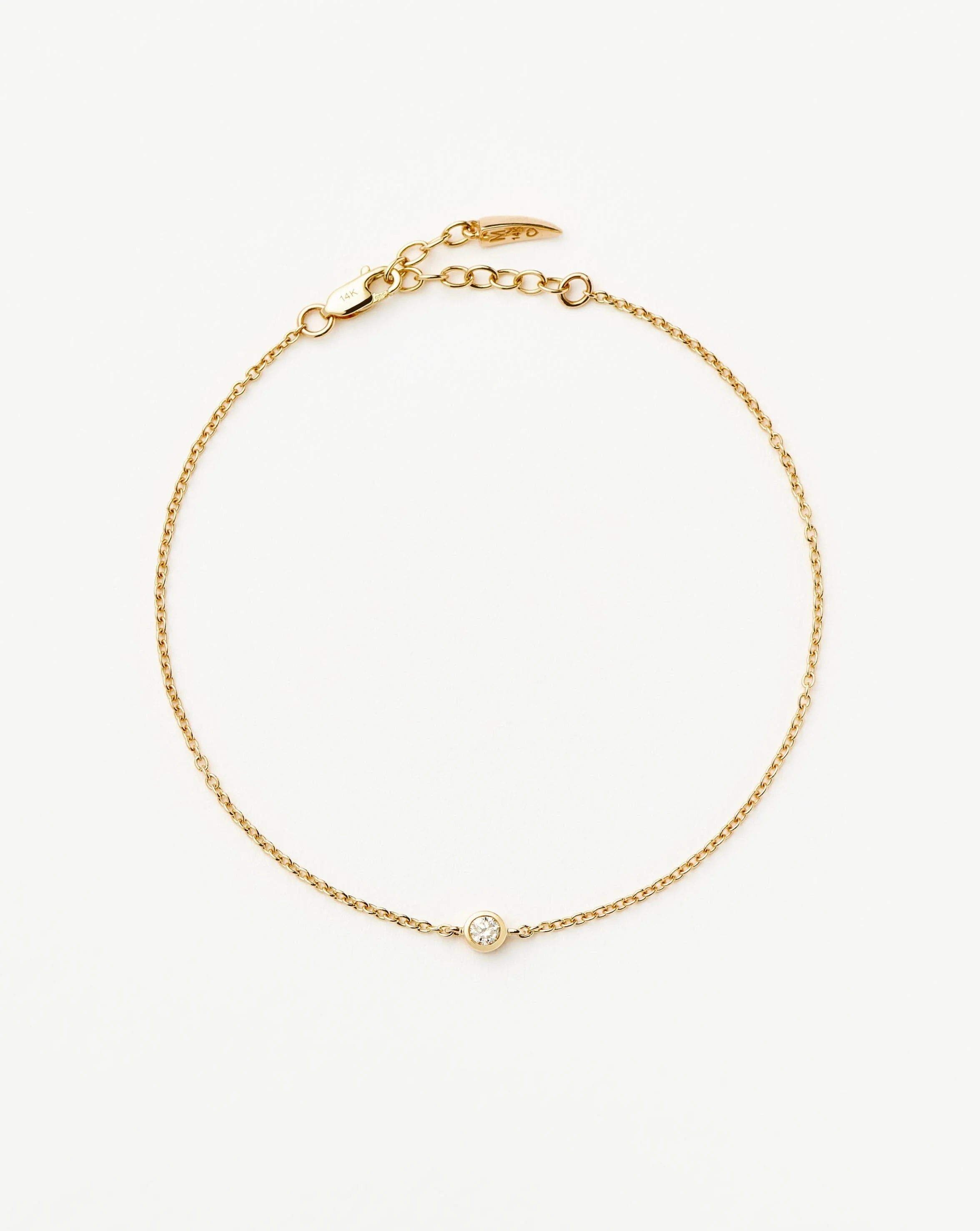 Solid Gold Diamond Solitaire Bracelet | 14ct Solid Gold/Diamond