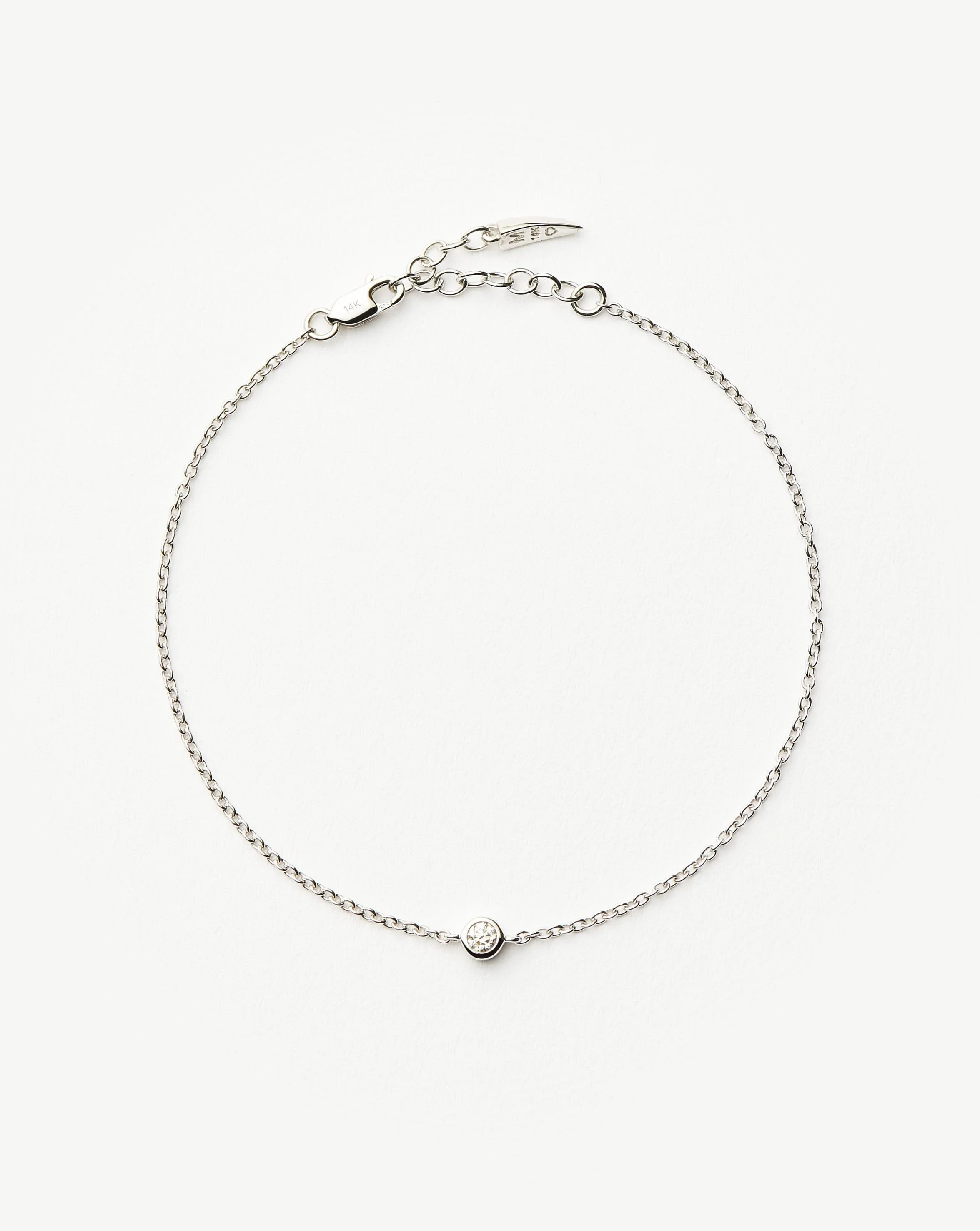 Solid Gold Diamond Solitaire Bracelet | 14ct Solid White Gold/Diamond