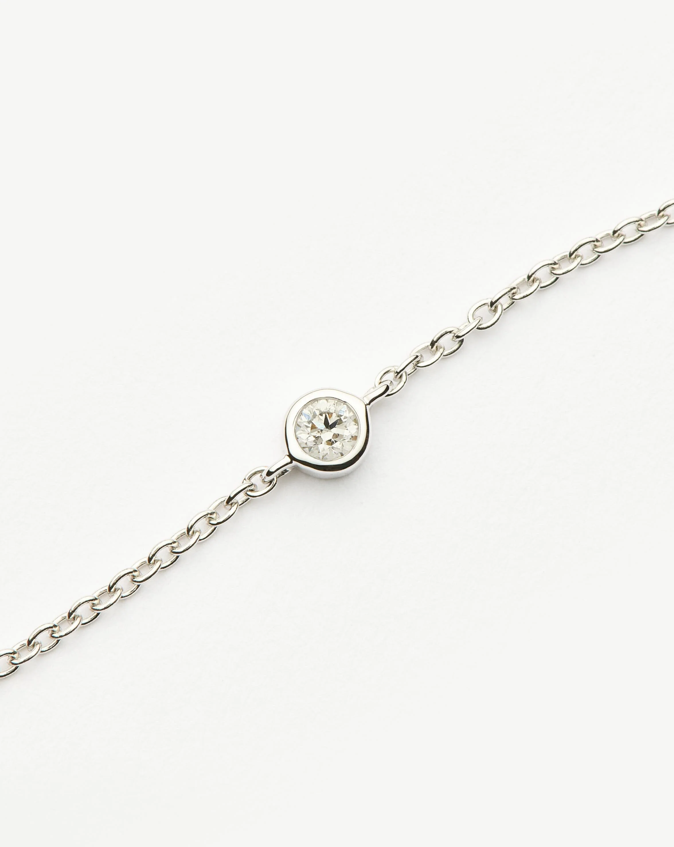 Solid Gold Diamond Solitaire Bracelet | 14ct Solid White Gold/Diamond - Image 5