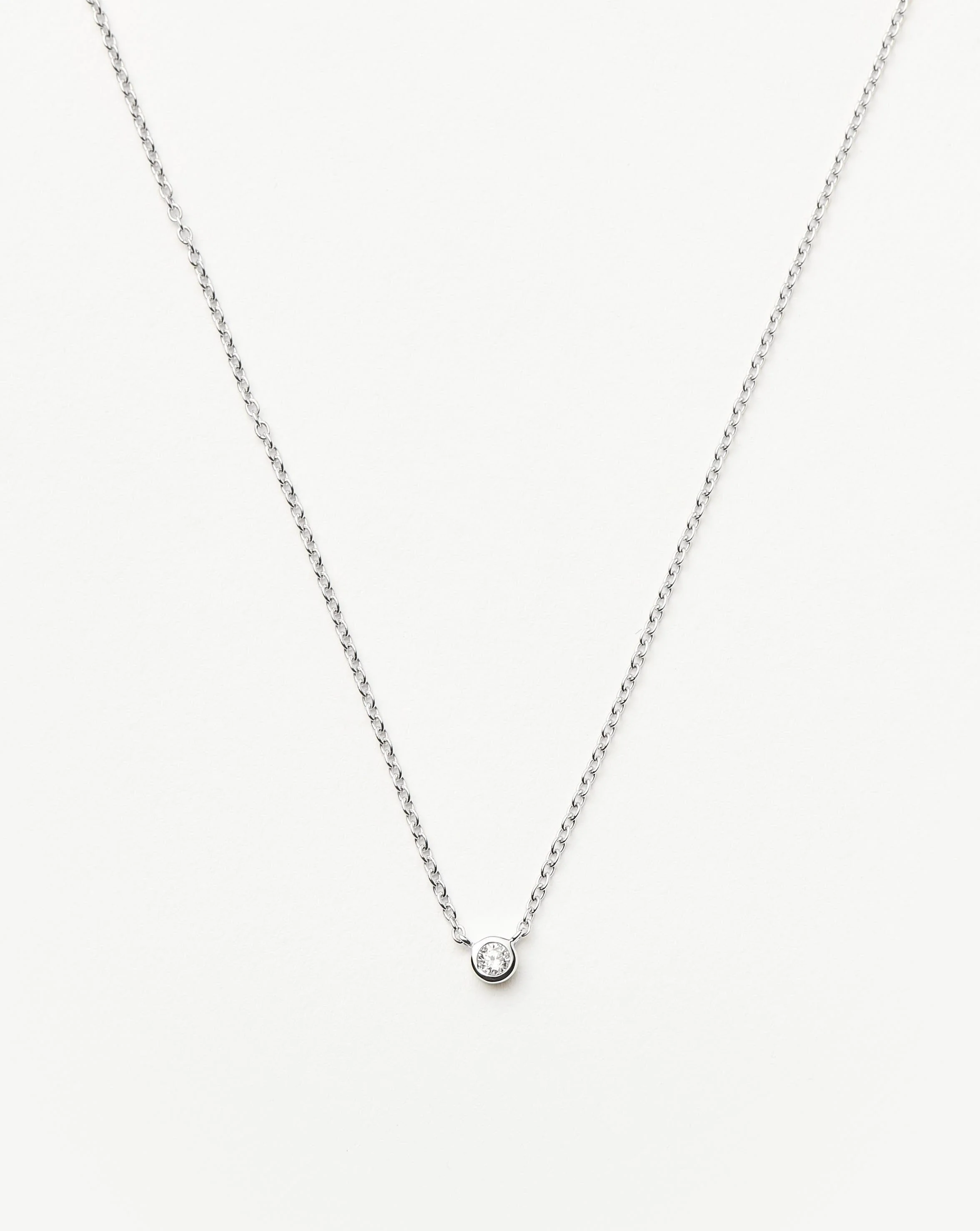 Solid Gold Diamond Solitaire Pendant Necklace | 14ct Solid White Gold/Diamond