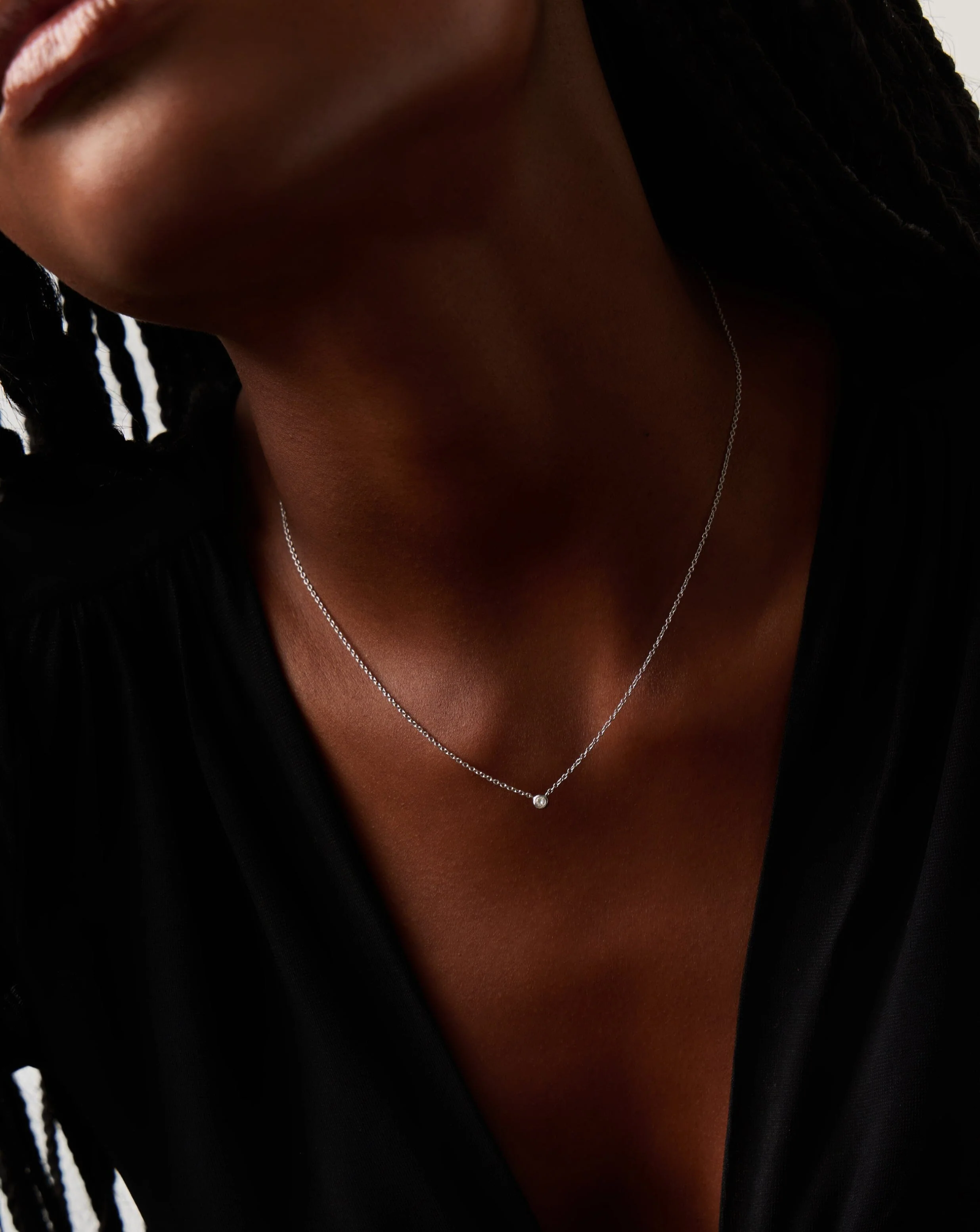 Solid Gold Diamond Solitaire Pendant Necklace | 14ct Solid White Gold/Diamond - Image 3
