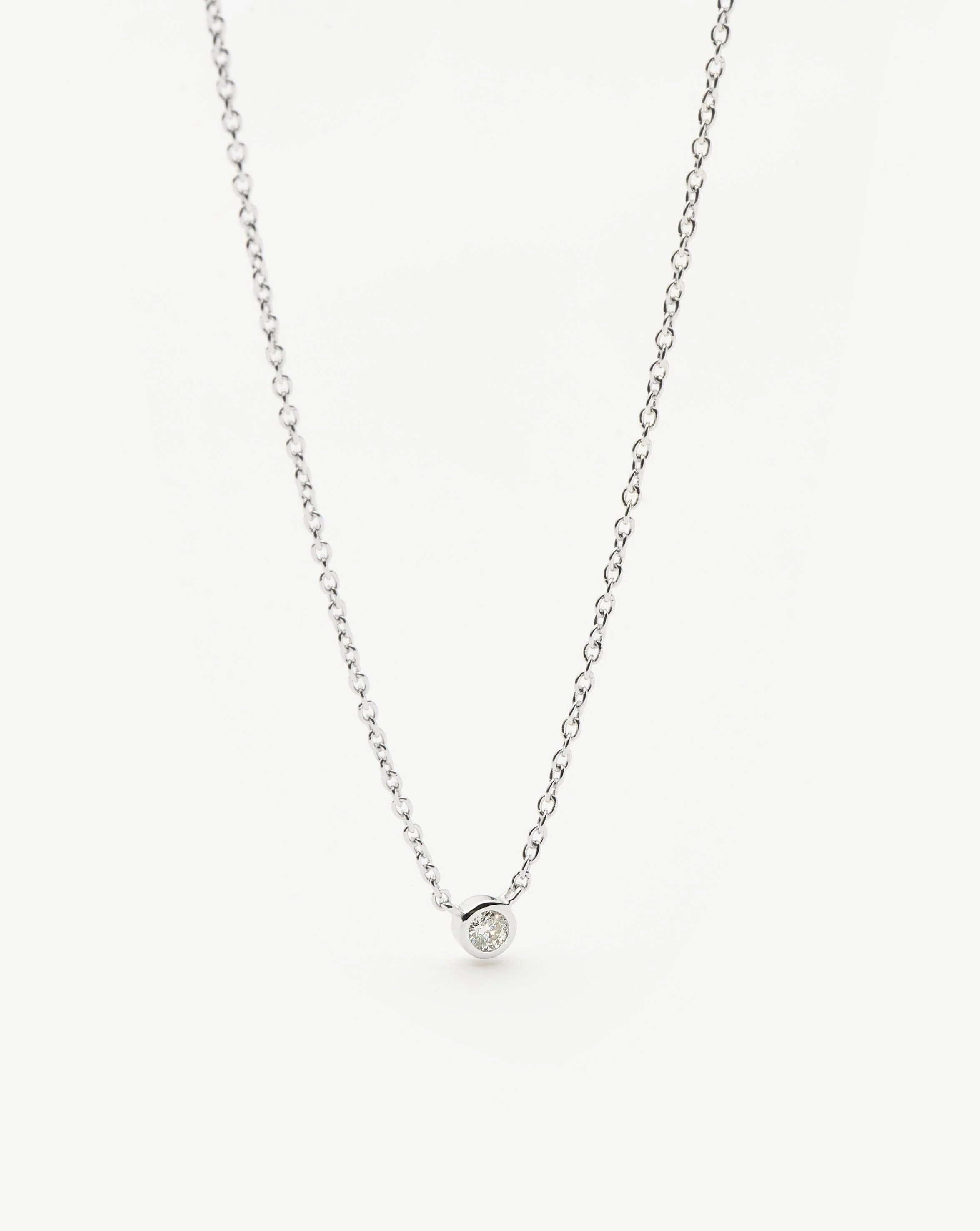 Solid Gold Diamond Solitaire Pendant Necklace | 14ct Solid White Gold/Diamond - Image 5