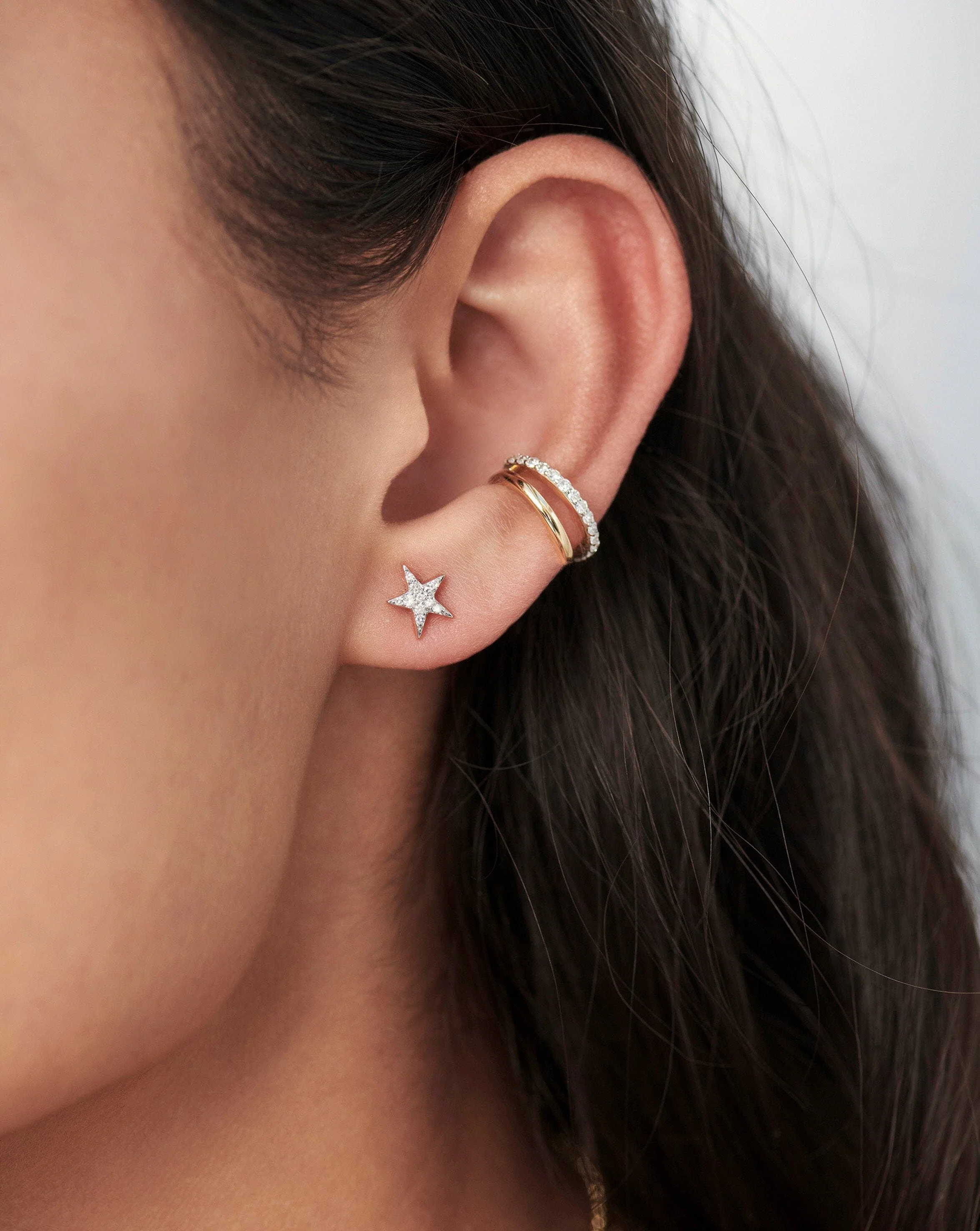 Solid Gold Diamond Small Star Stud Earrings | 14ct Solid Gold/Diamond - Image 2