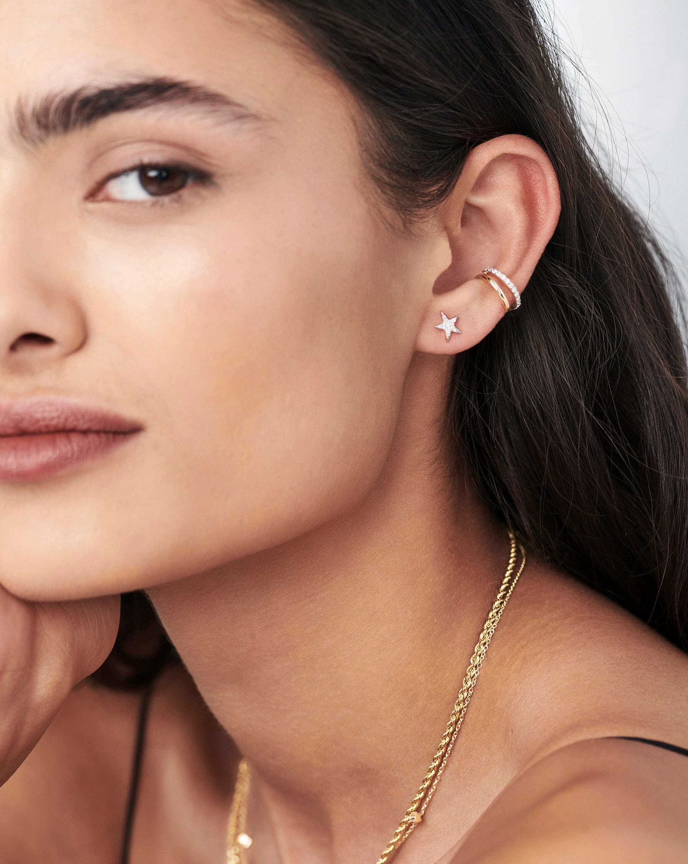 Solid Gold Diamond Small Star Stud Earrings | 14ct Solid Gold/Diamond - Image 3