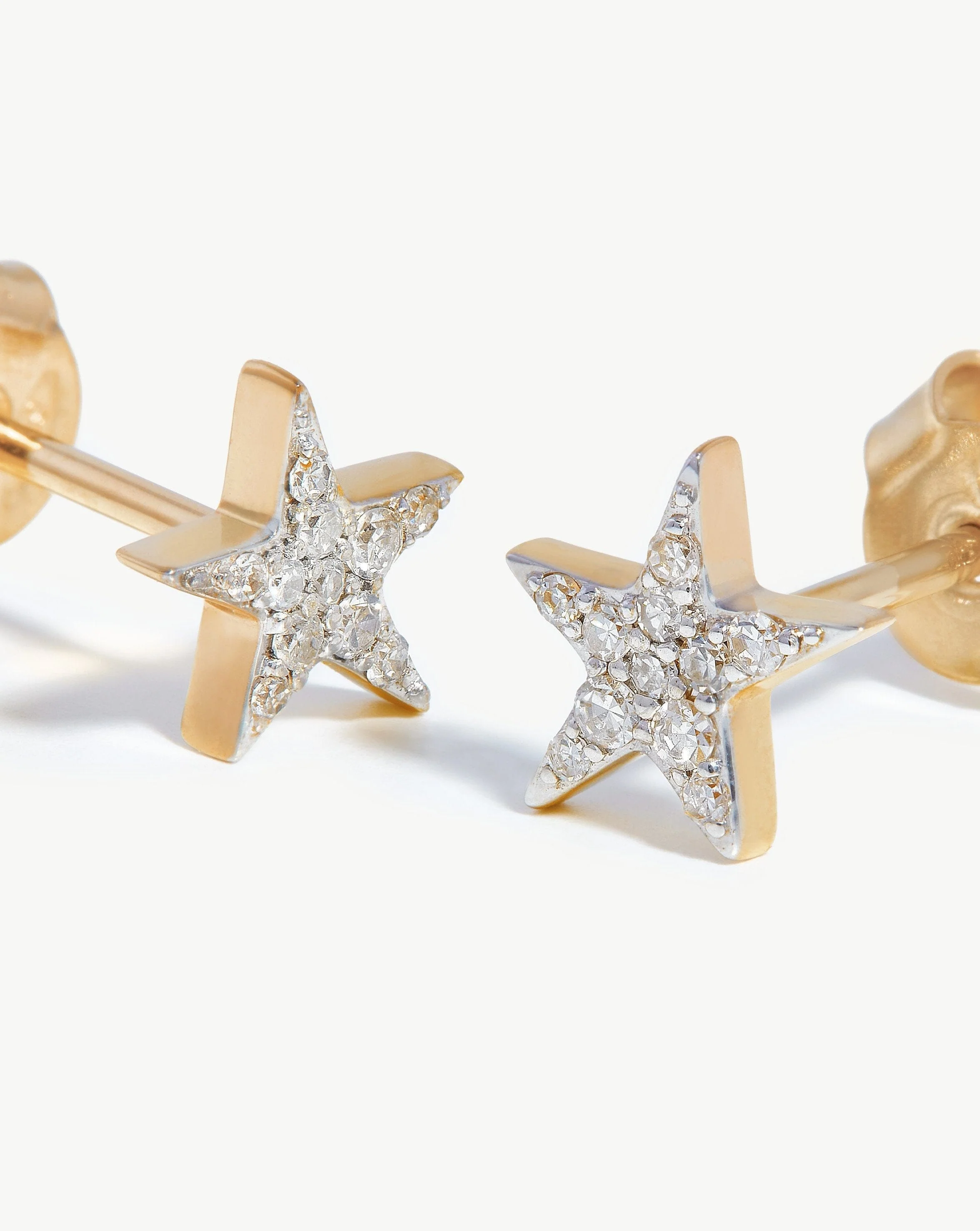 Solid Gold Diamond Small Star Stud Earrings | 14ct Solid Gold/Diamond - Image 4