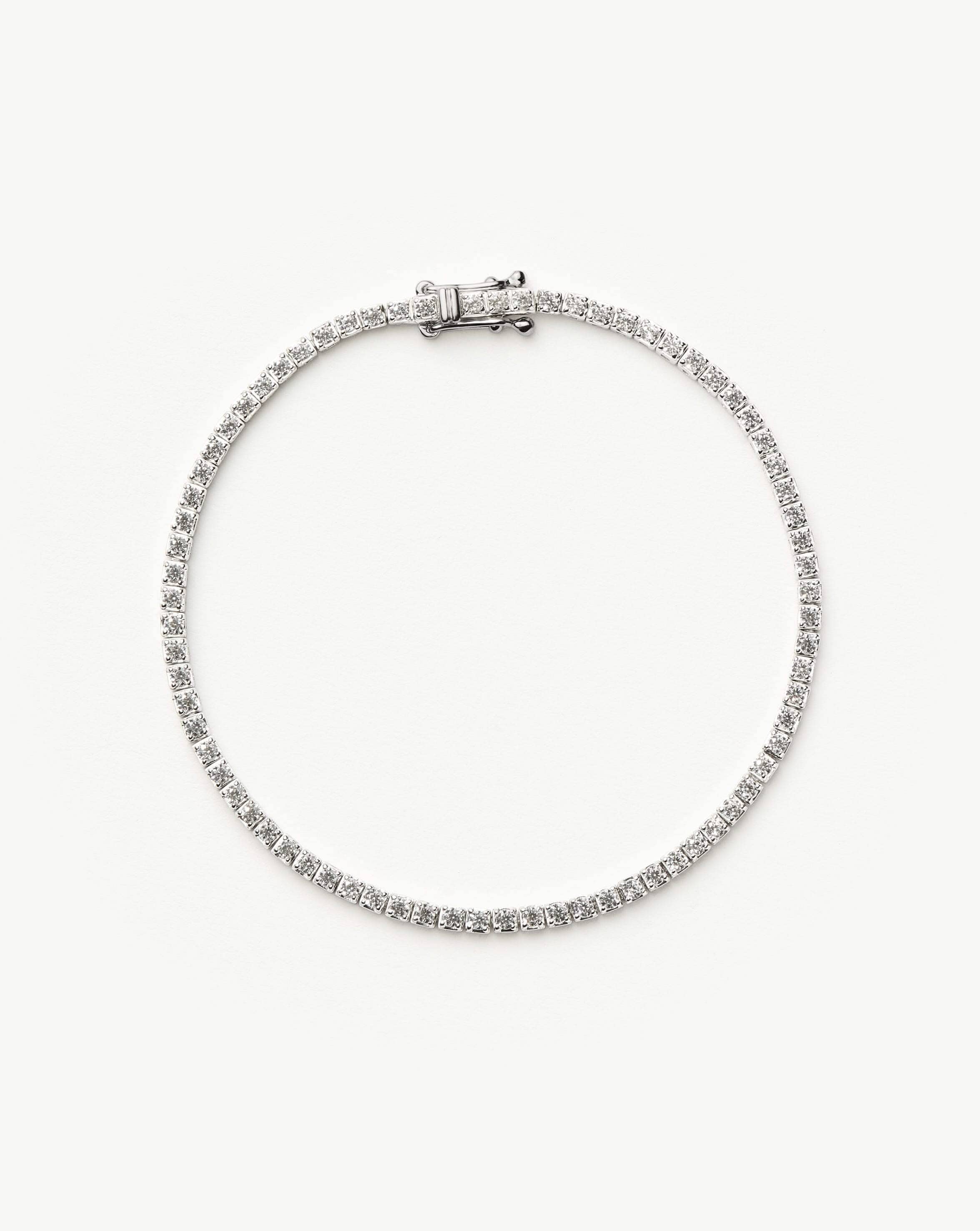 Solid Gold Diamond Tennis Bracelet - Size XS/S | 14ct Solid White Gold Lab Grown Diamonds