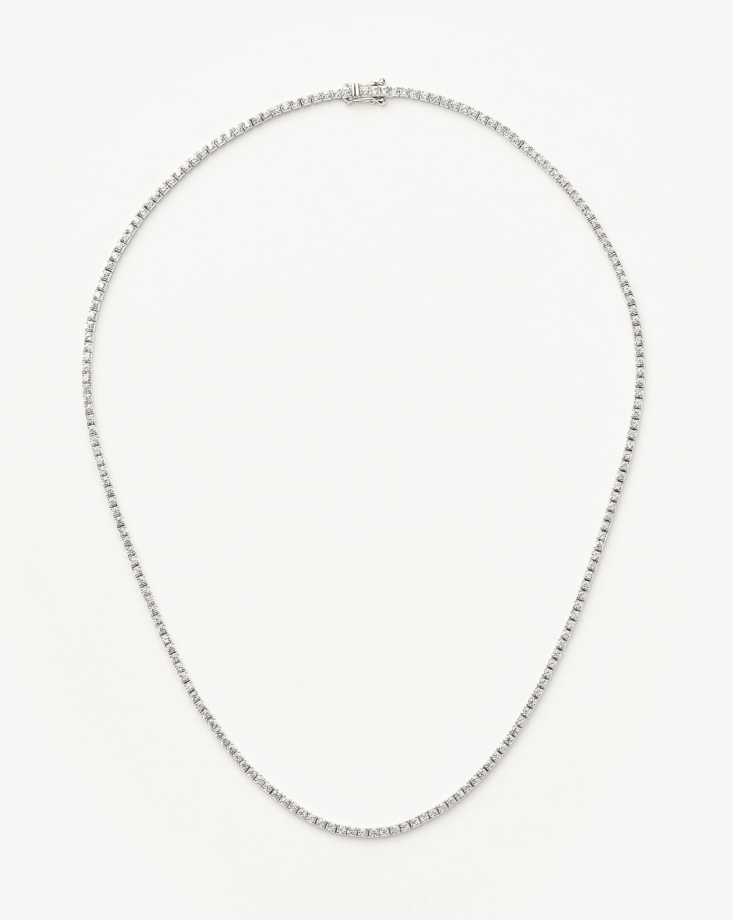 Solid Gold Diamond Tennis Necklace | 14ct Solid White Gold Diamond
