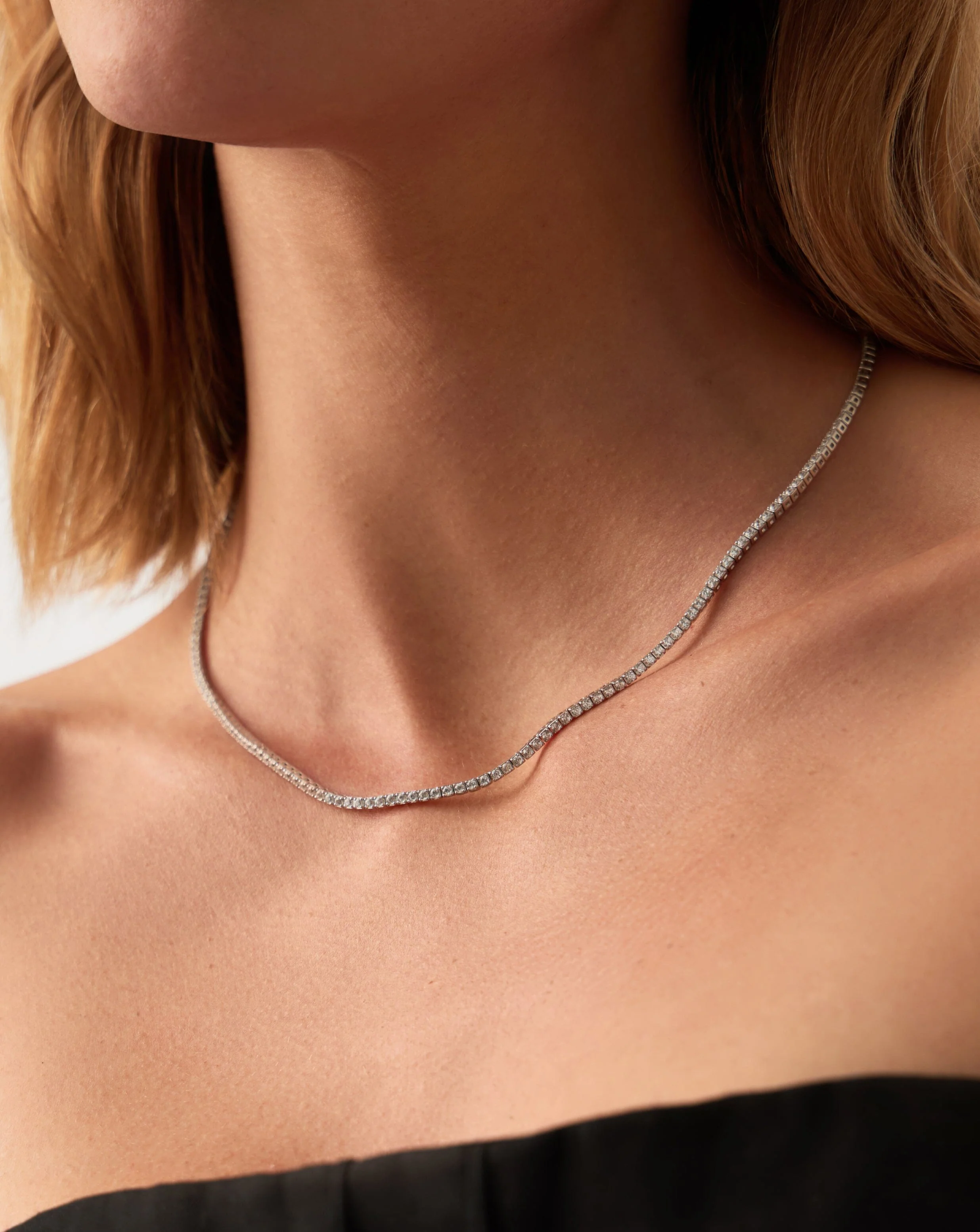 Solid Gold Diamond Tennis Necklace | 14ct Solid White Gold Diamond - Image 3
