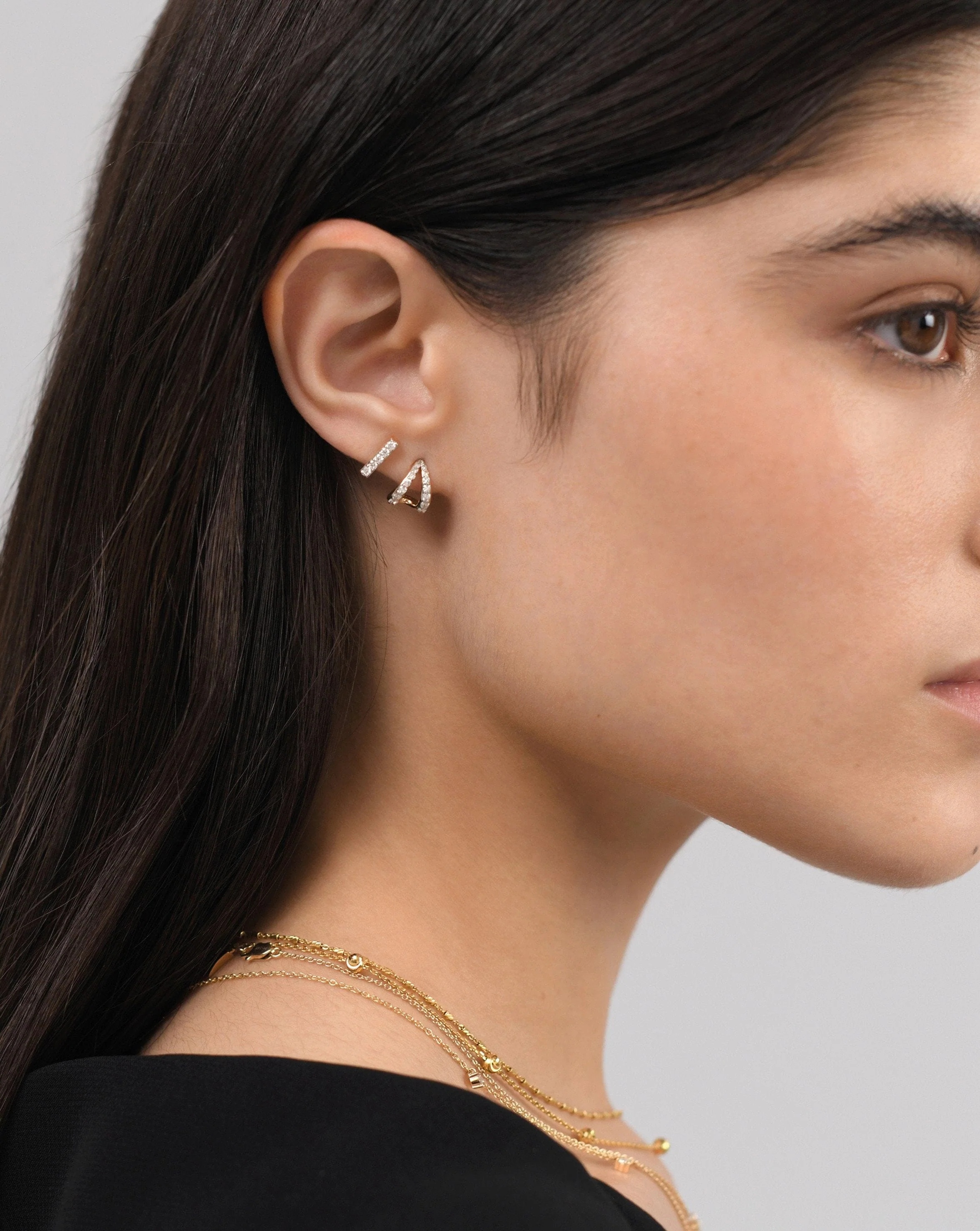 Solid Gold Diamond Wishbone Huggies | 14ct Solid Gold/Diamond - Image 3