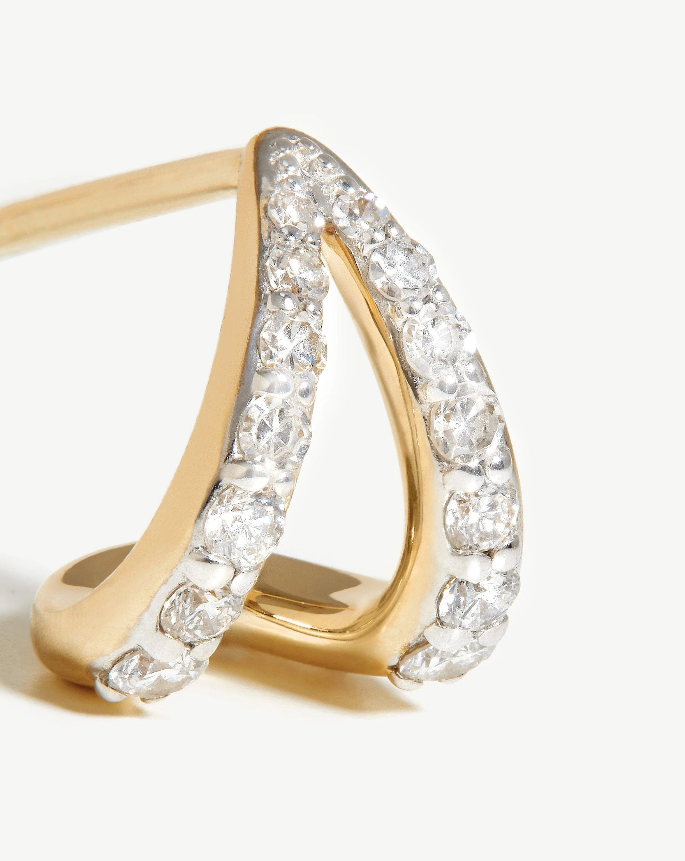 Solid Gold Diamond Wishbone Huggies | 14ct Solid Gold/Diamond - Image 4