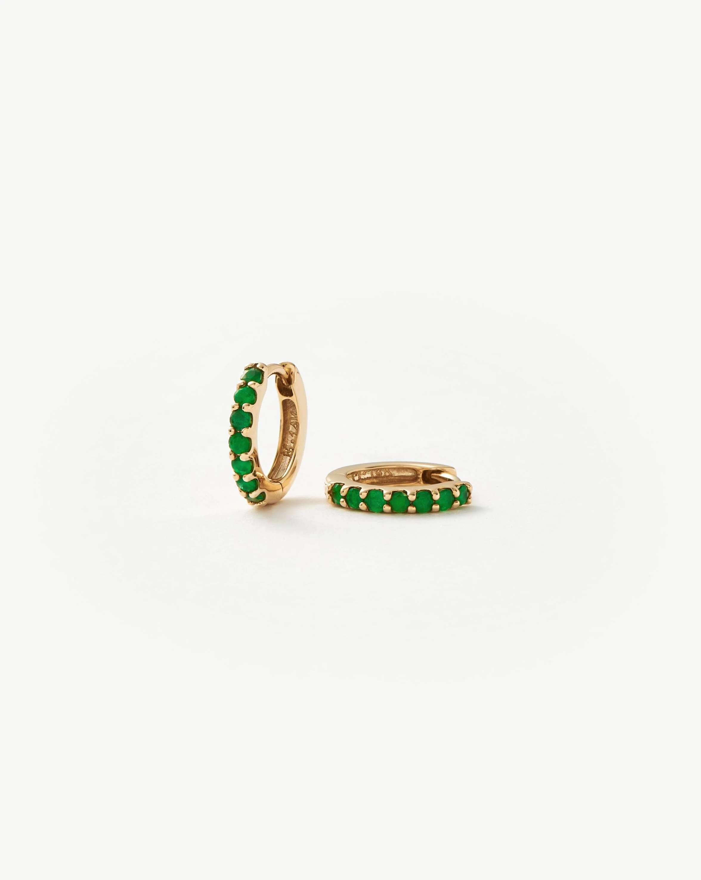 Solid Gold Emerald Huggies