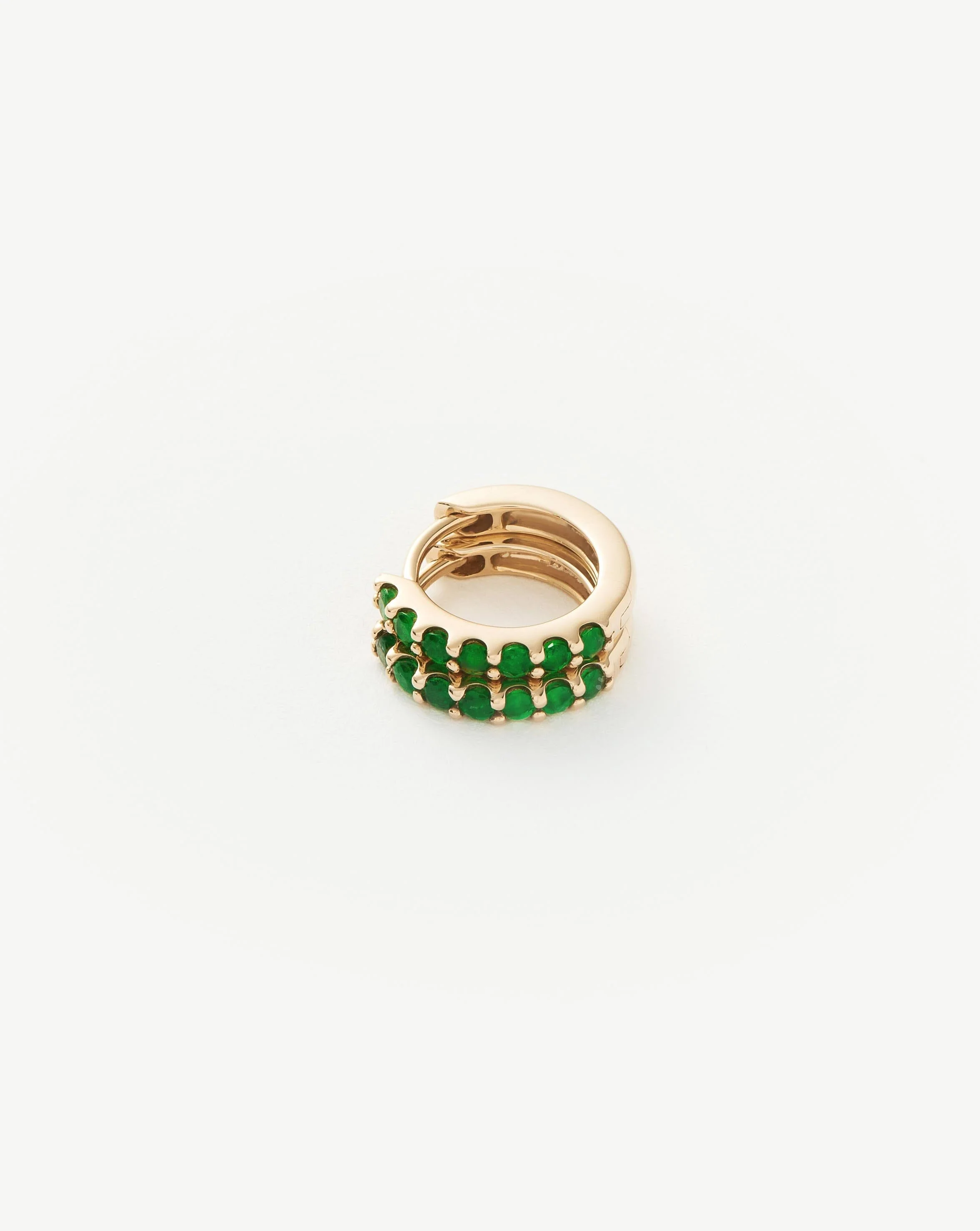 Solid Gold Emerald Huggies - Image 4