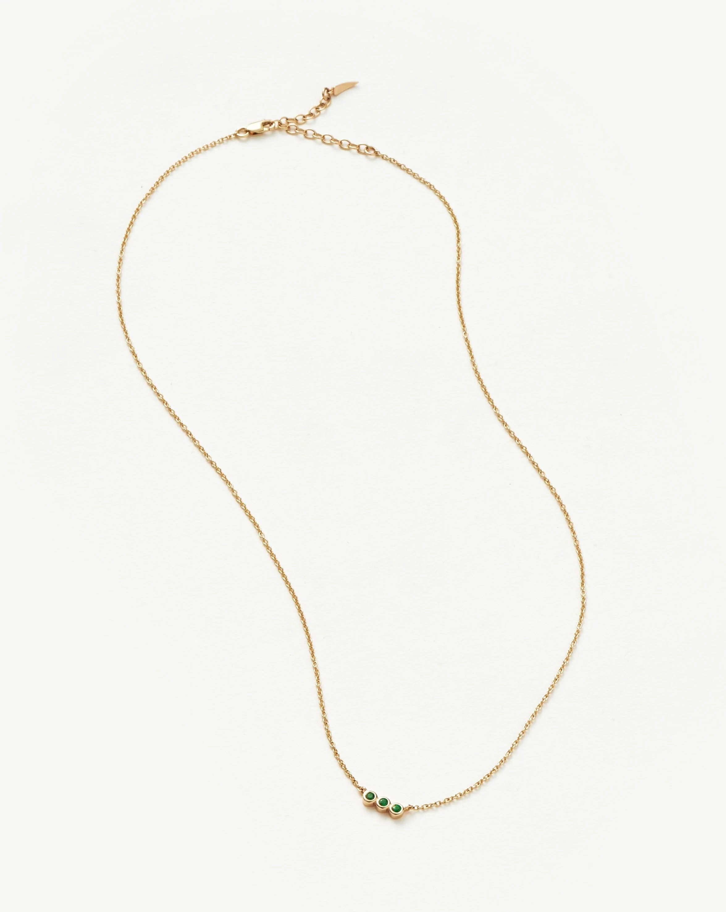 Solid Gold Emerald Solitaire Trio Necklace - Image 5