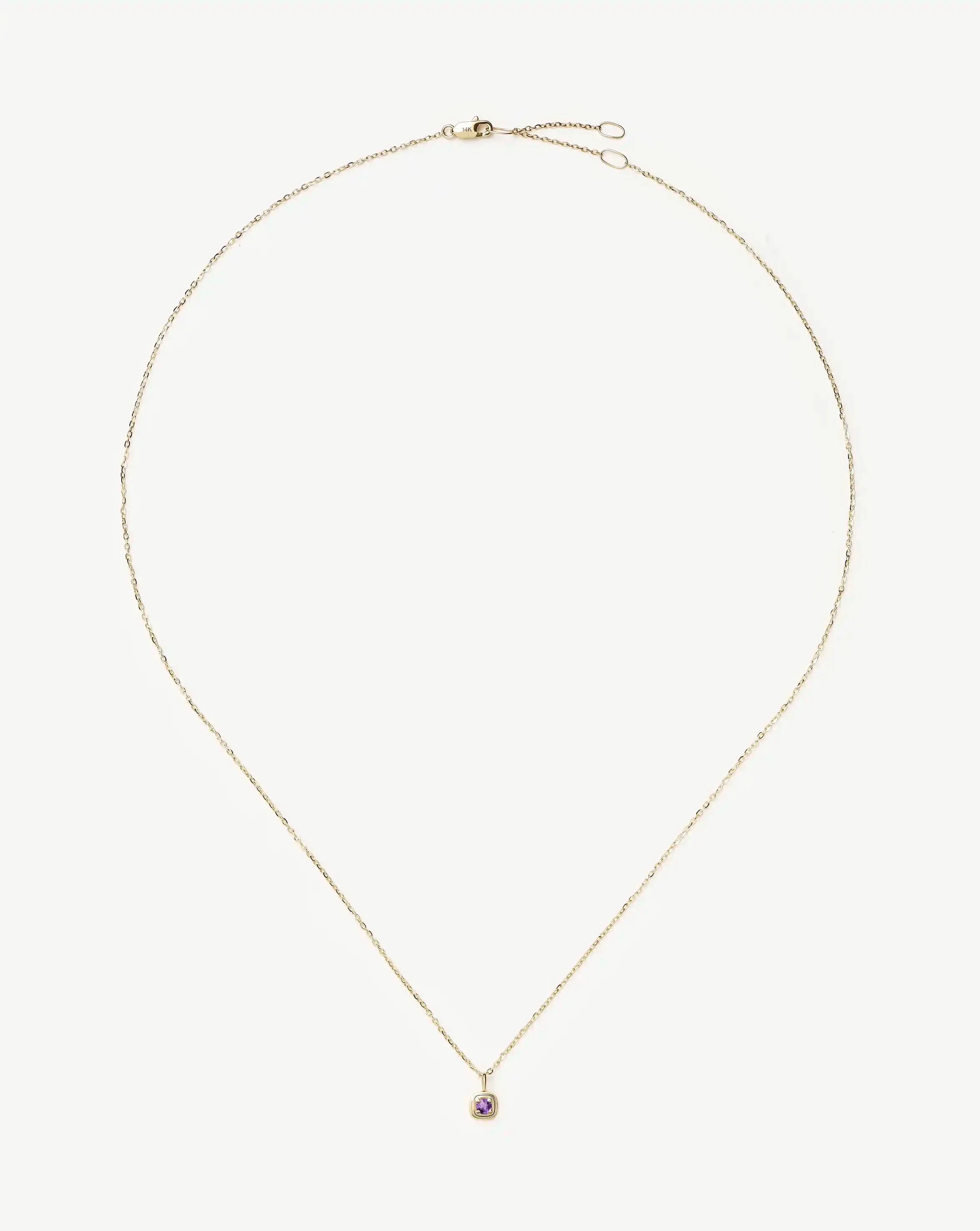 Solid Gold February Birthstone Pendant Necklace | 14ct Solid Gold/Amethyst - Image 5