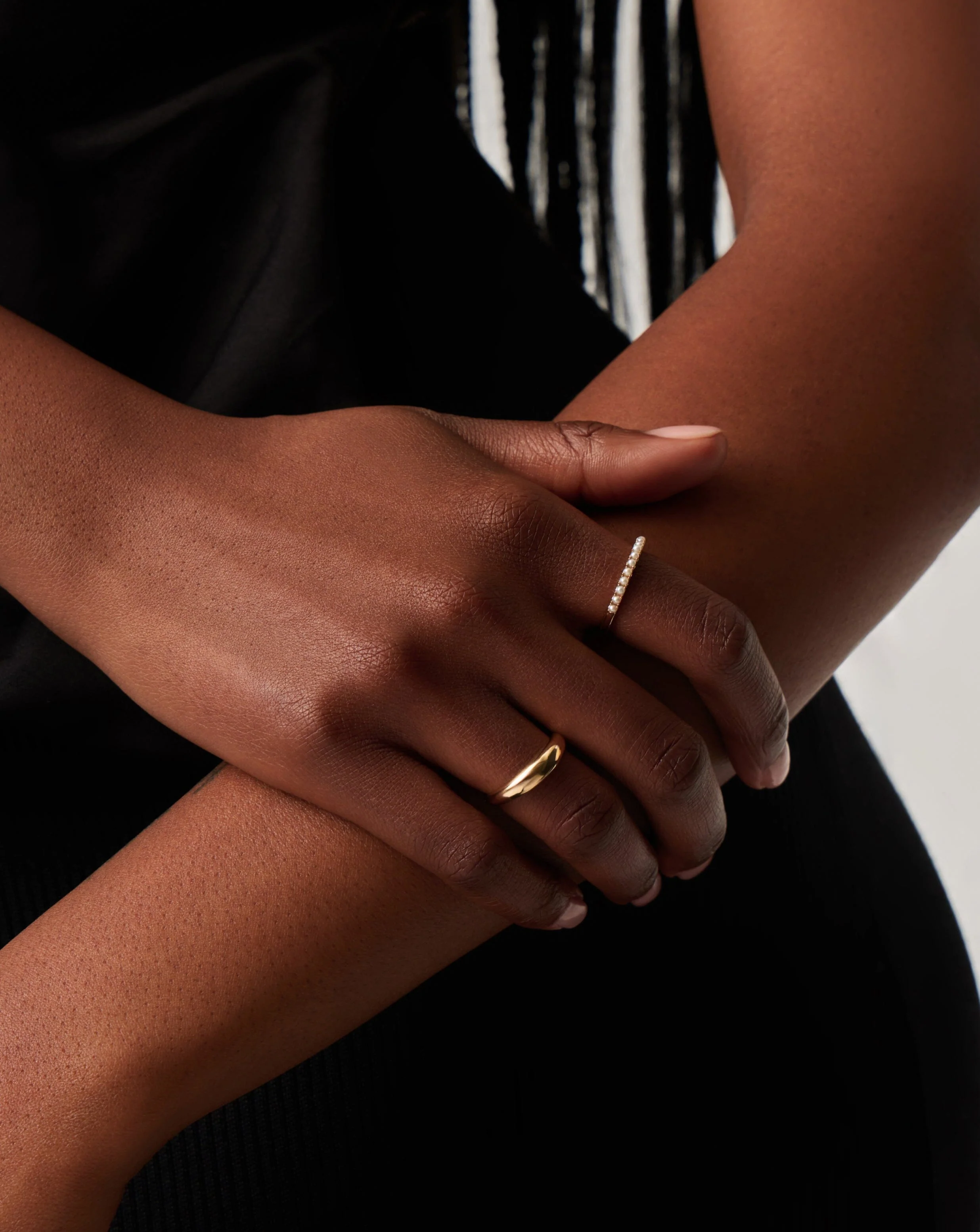 Solid Gold Half Eternity Pearl Ring | 14ct Solid Gold/Pearl - Image 3