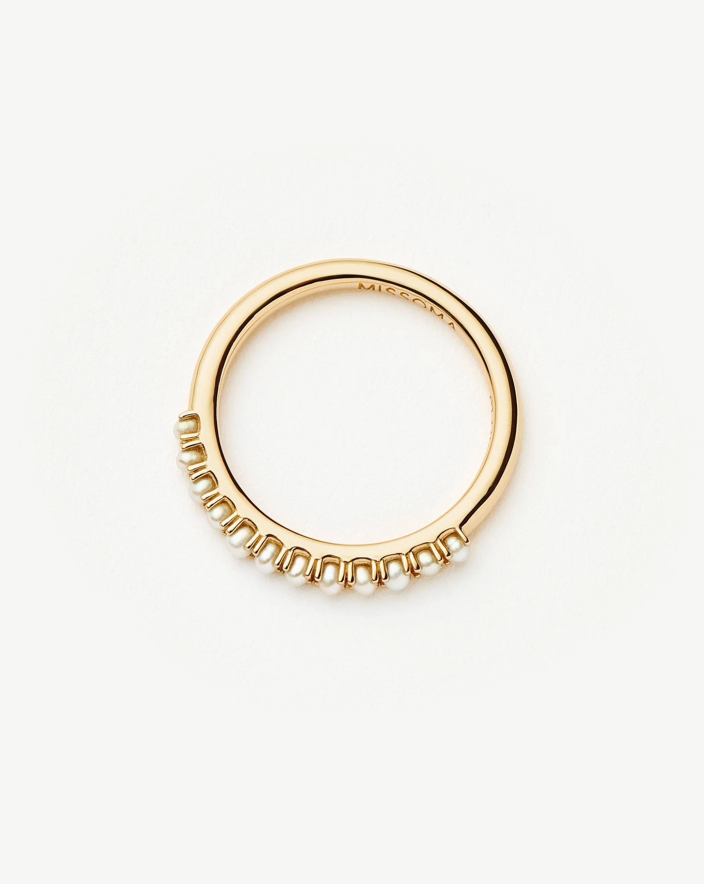 Solid Gold Half Eternity Pearl Ring | 14ct Solid Gold/Pearl - Image 4