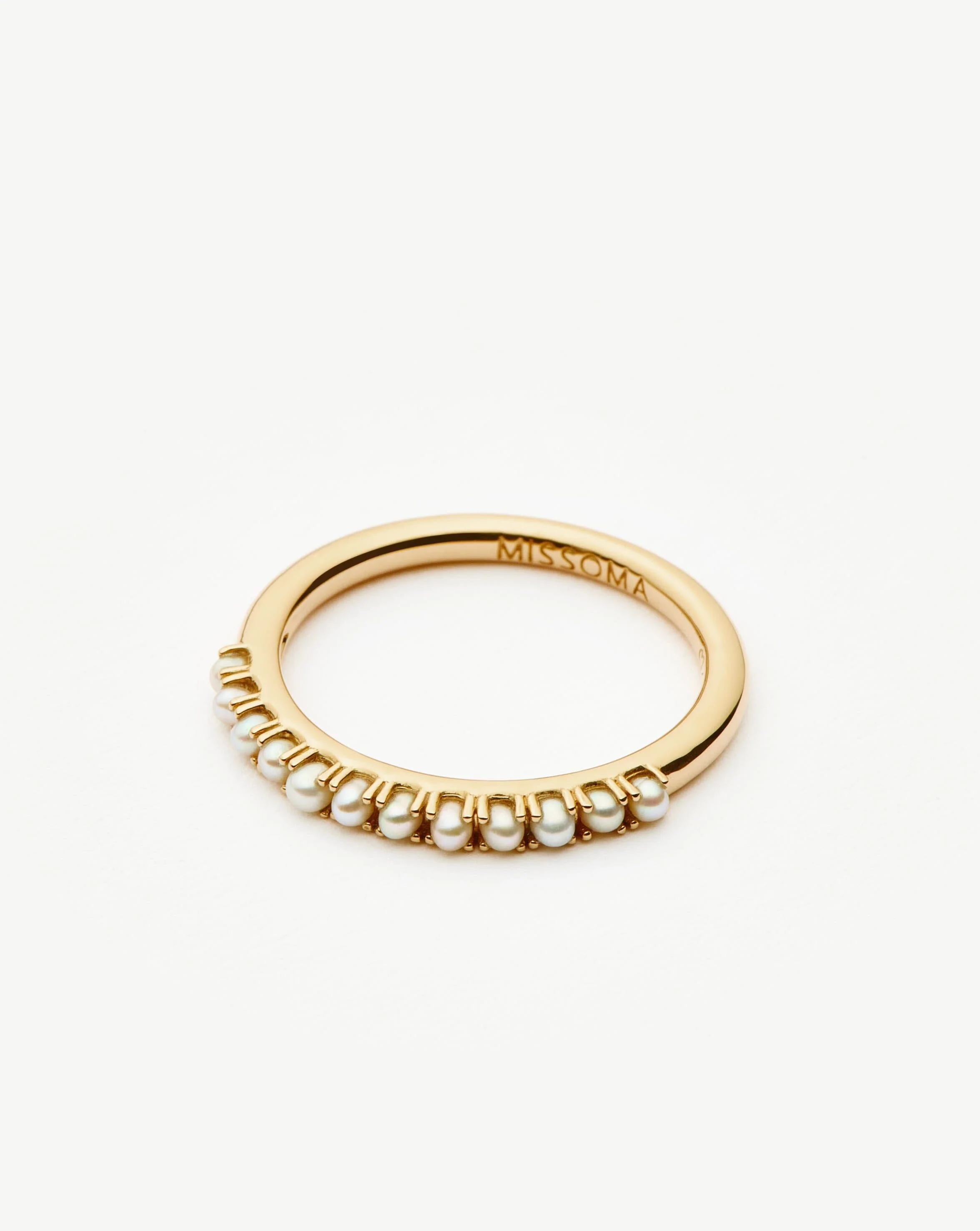 Solid Gold Half Eternity Pearl Ring | 14ct Solid Gold/Pearl - Image 5