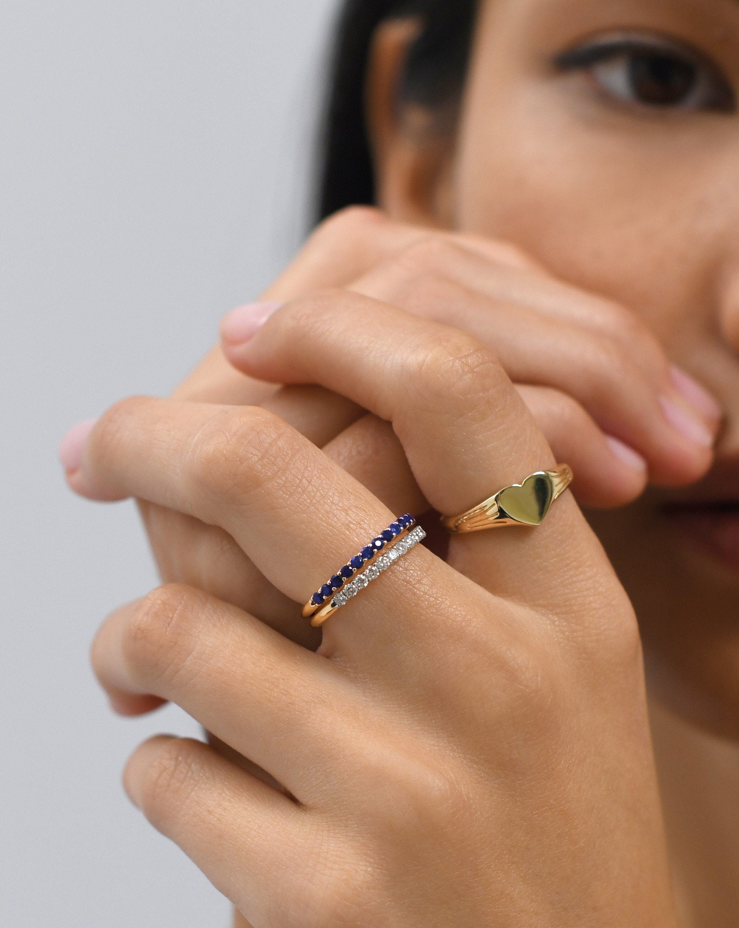 Solid Gold Half Sapphire Eternity Ring | 14ct Solid Gold/Sapphire - Image 2