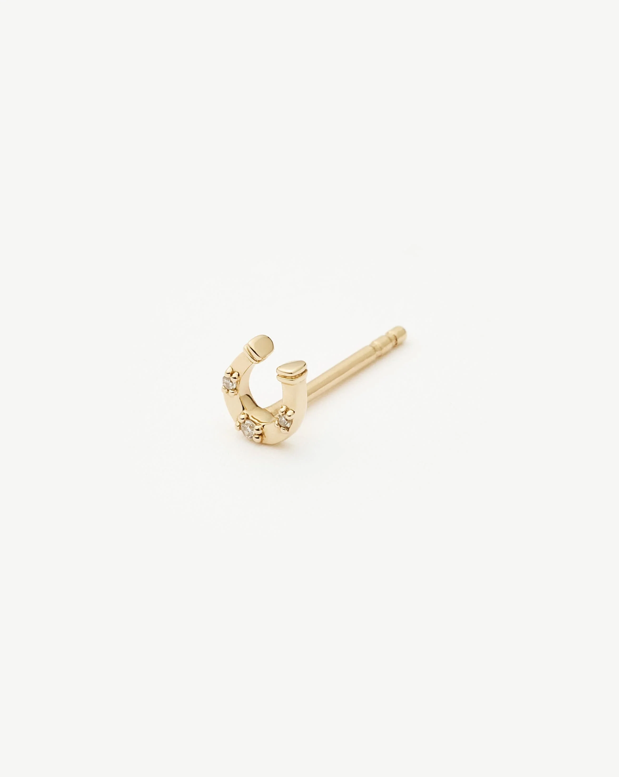 Solid Gold Horseshoe Single Stud Earring | 14ct Solid Gold/Diamond - Image 3