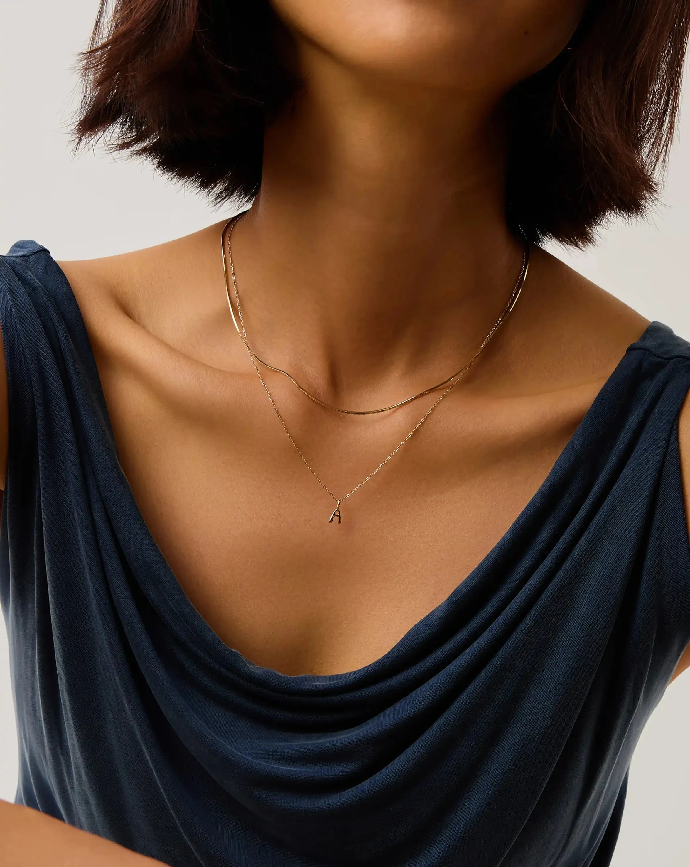 Solid Gold Initial Mini Pendant Necklace - A | 14ct Solid Gold - Image 2