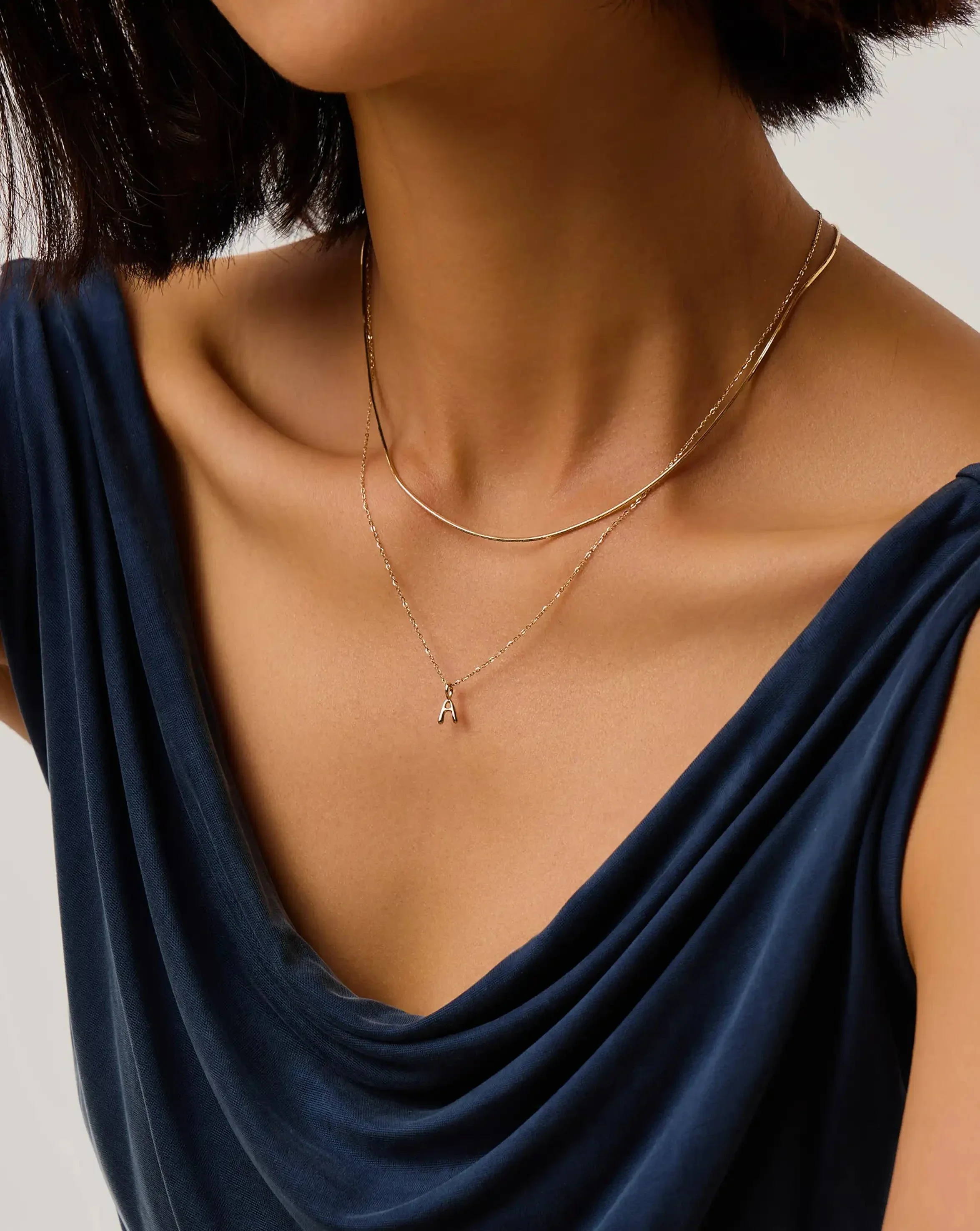 Solid Gold Initial Mini Pendant Necklace - A | 14ct Solid Gold - Image 3