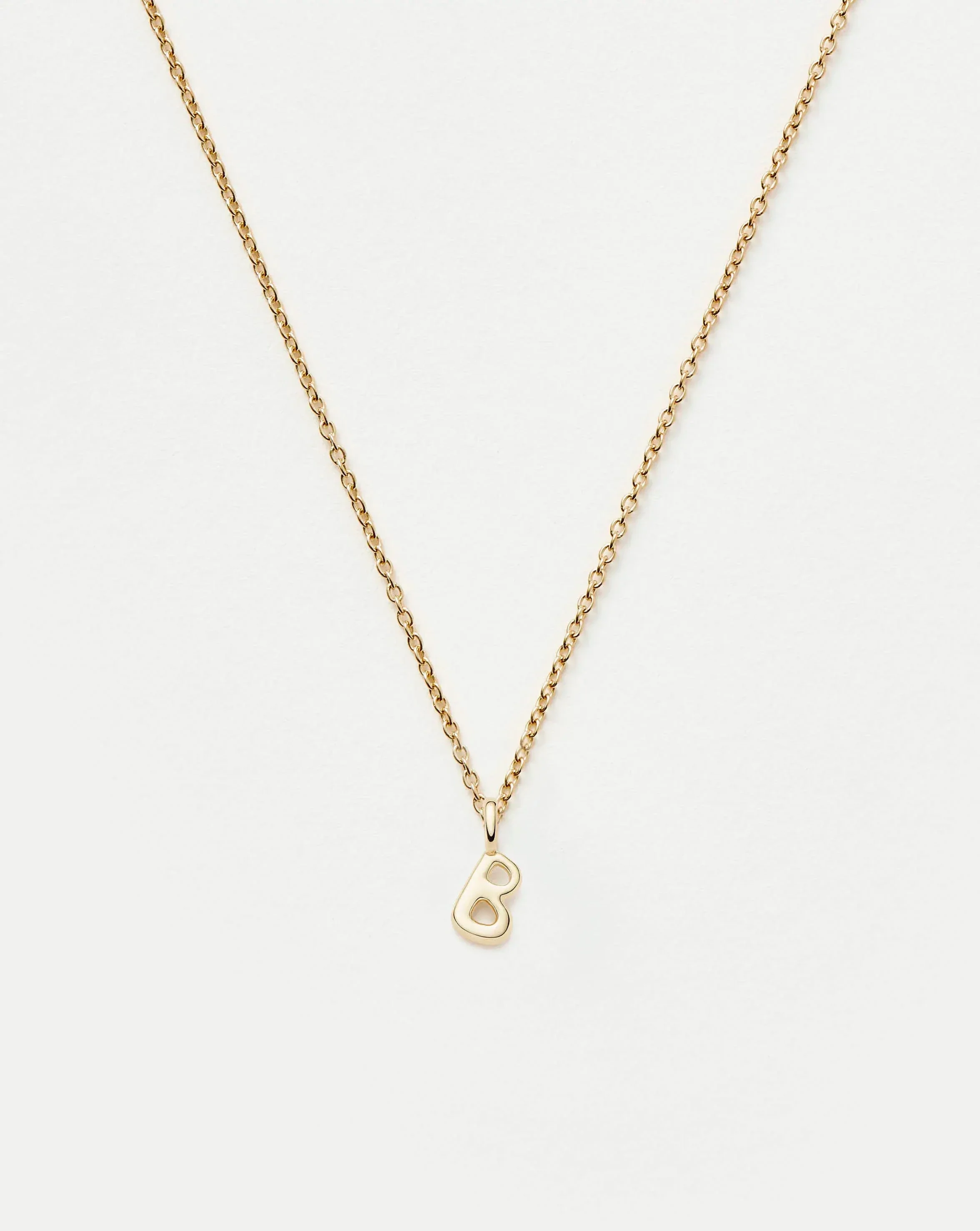 Solid Gold Initial Mini Pendant Necklace - B | 14ct Solid Gold