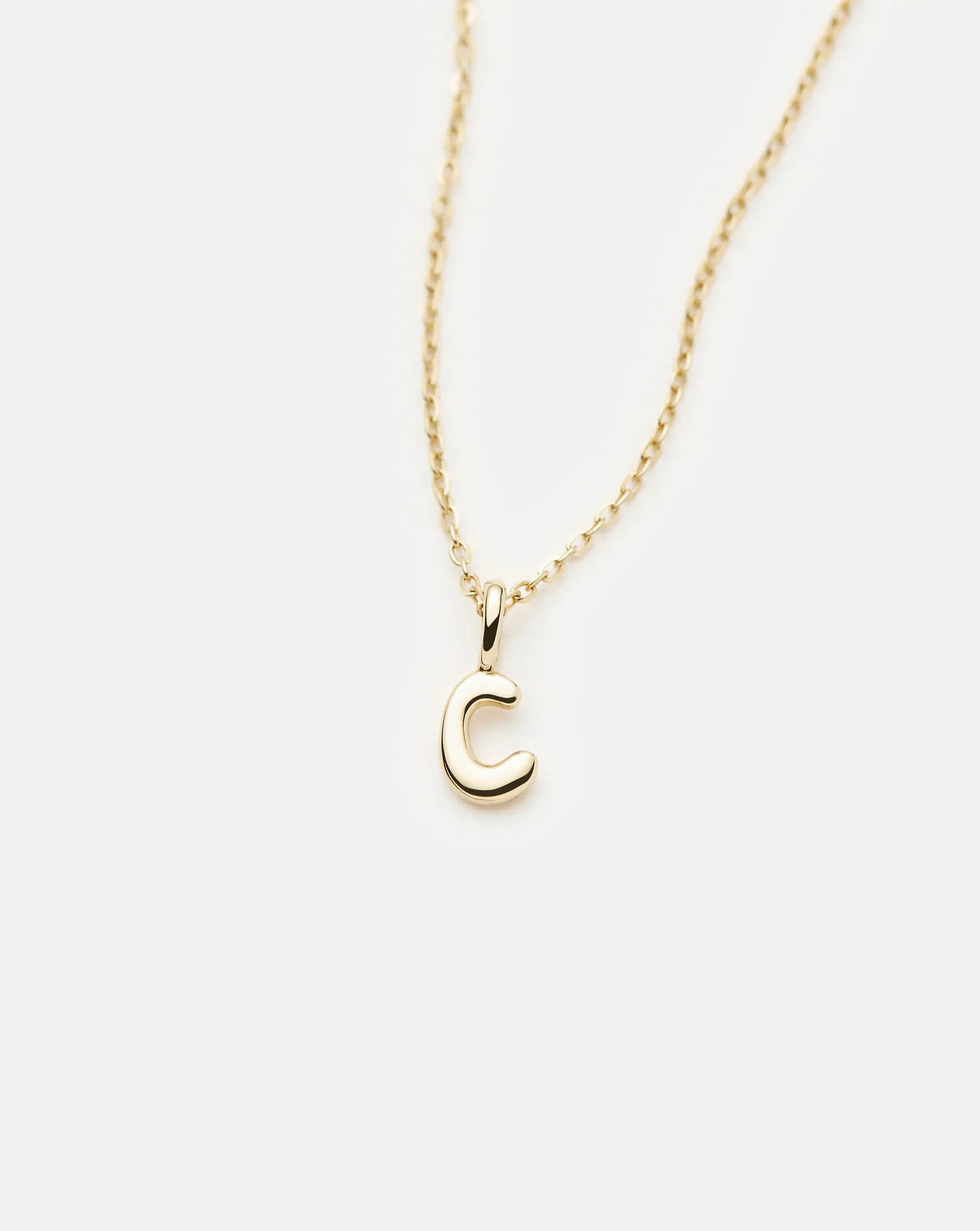 Solid Gold Initial Mini Pendant Necklace - C | 14ct Solid Gold - Image 4