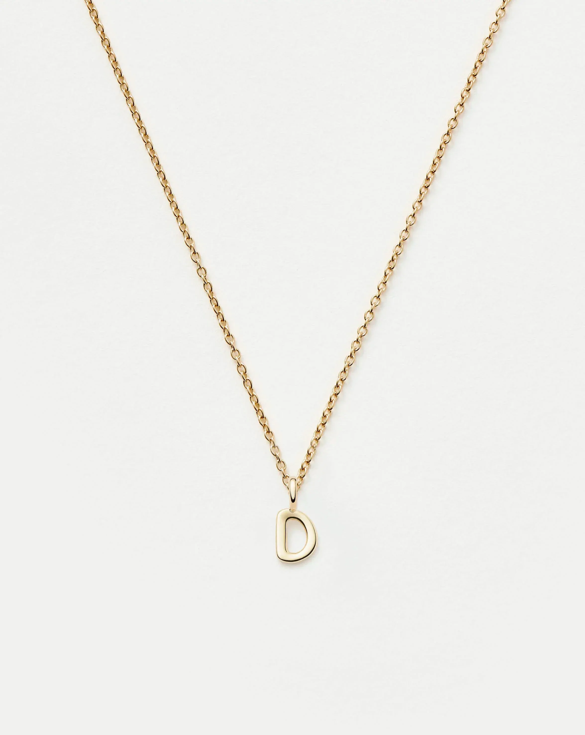 Solid Gold Initial Mini Pendant Necklace - D | 14ct Solid Gold