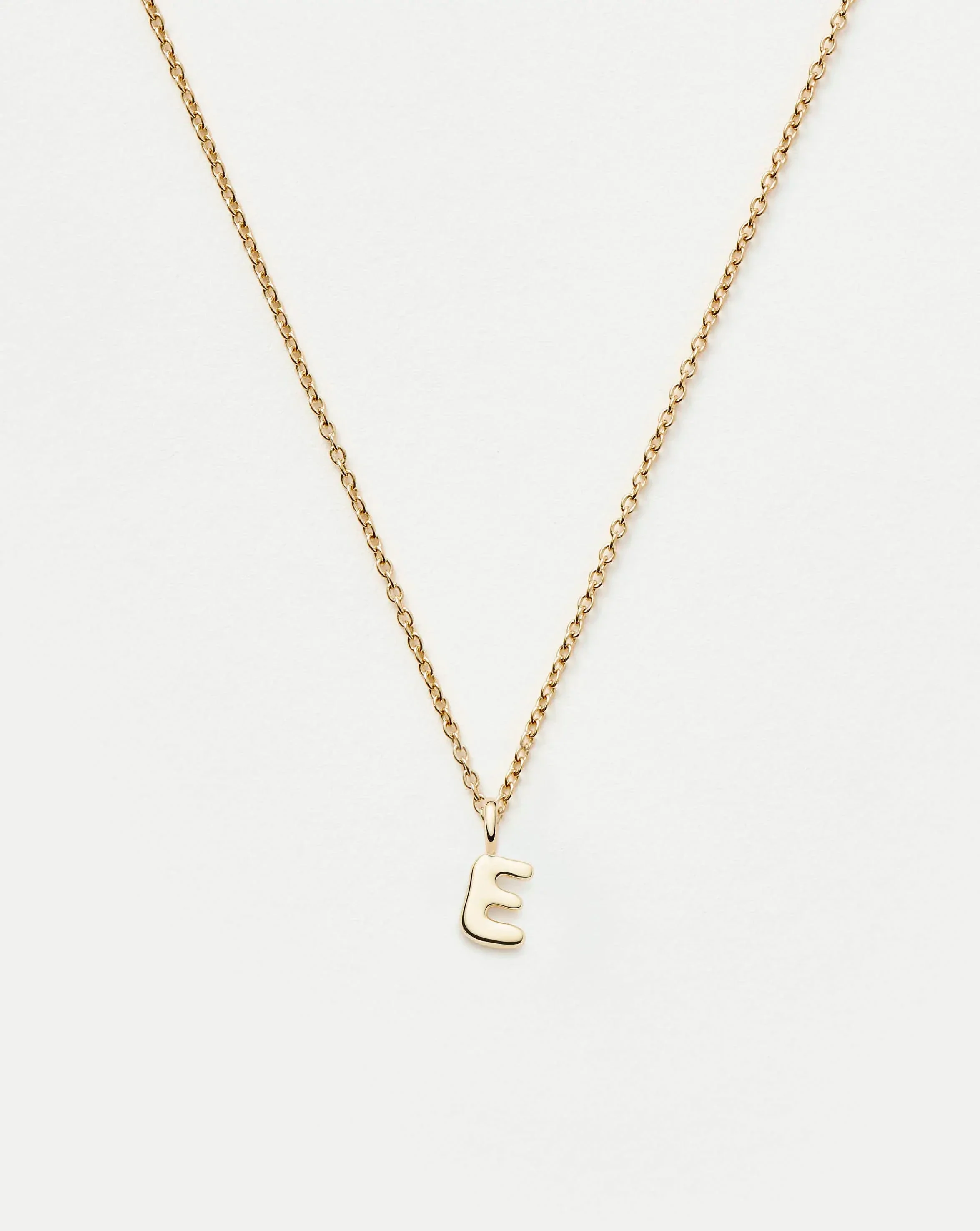 Solid Gold Initial Mini Pendant Necklace - E | 14ct Solid Gold
