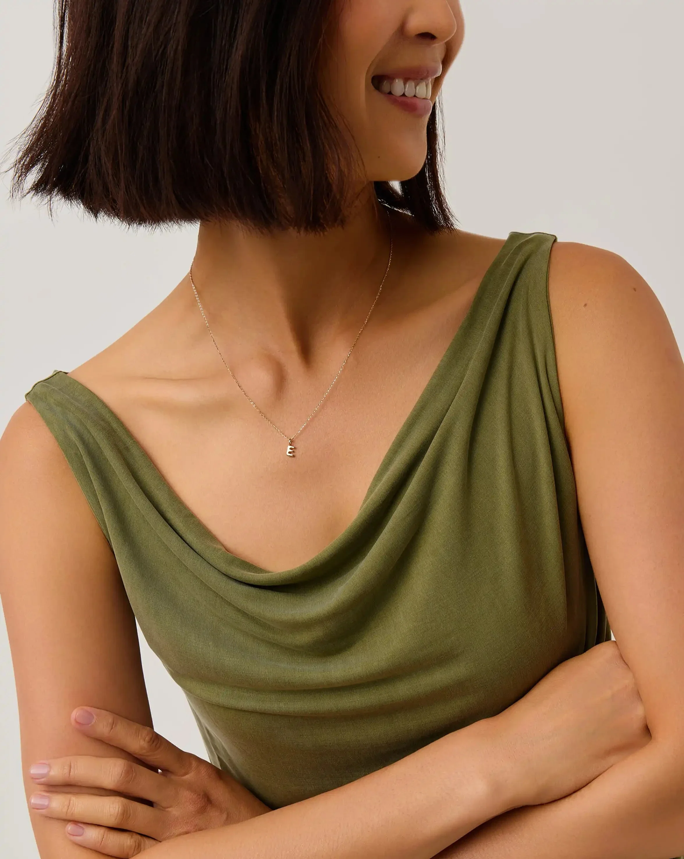 Solid Gold Initial Mini Pendant Necklace - E | 14ct Solid Gold - Image 3