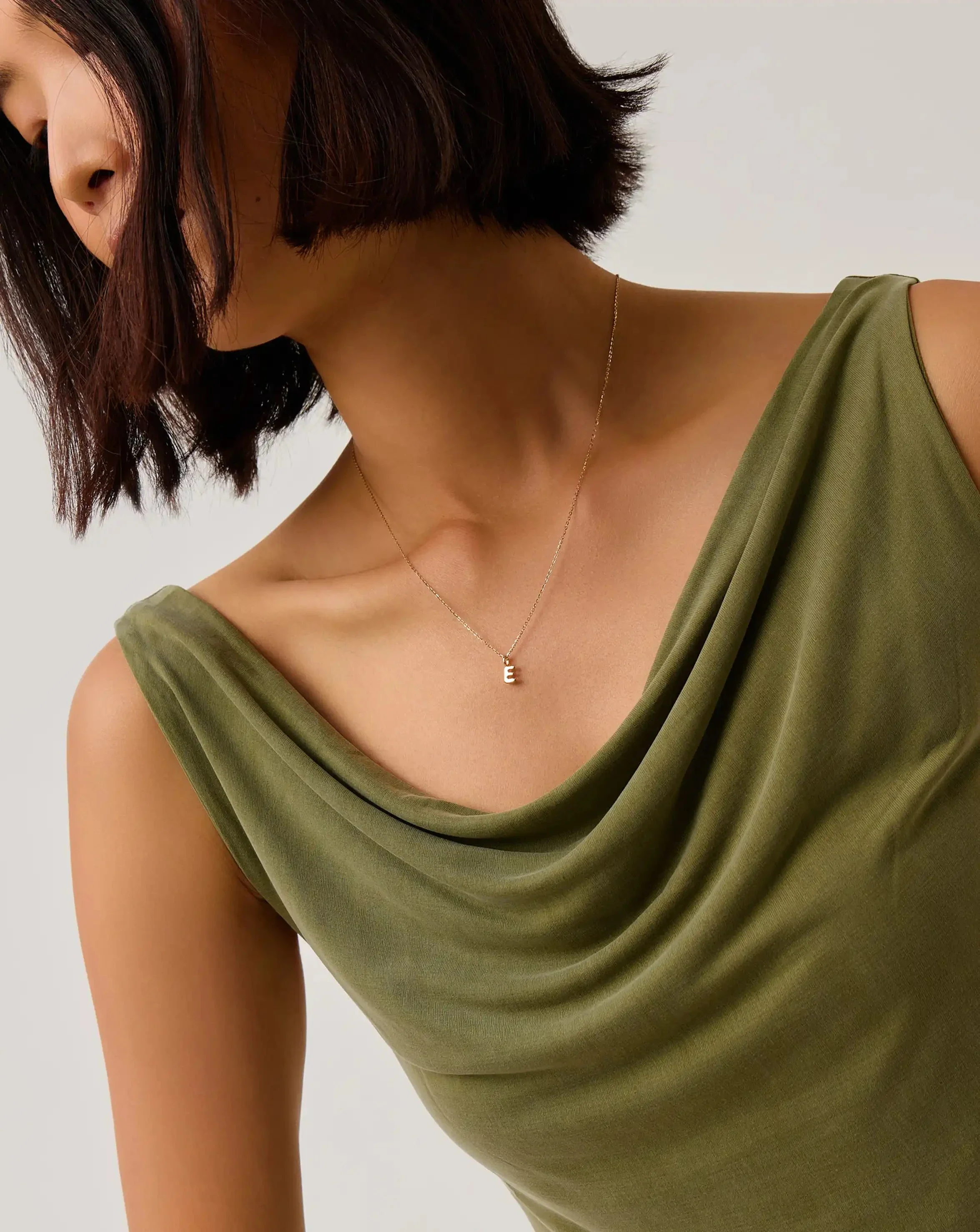 Solid Gold Initial Mini Pendant Necklace - E | 14ct Solid Gold - Image 6