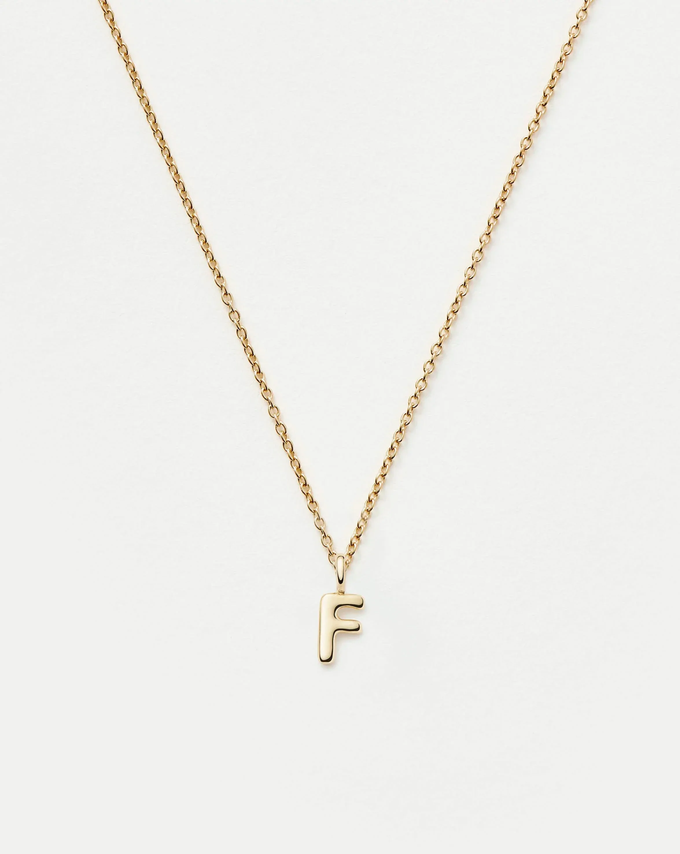 Solid Gold Initial Mini Pendant Necklace - F | 14ct Solid Gold