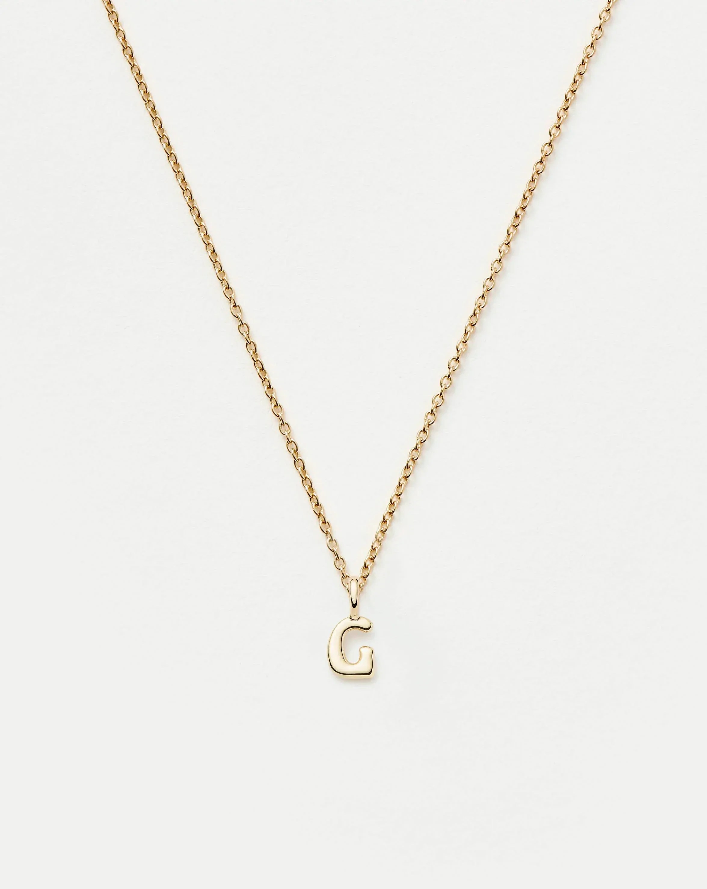 Solid Gold Initial Mini Pendant Necklace - G | 14ct Solid Gold