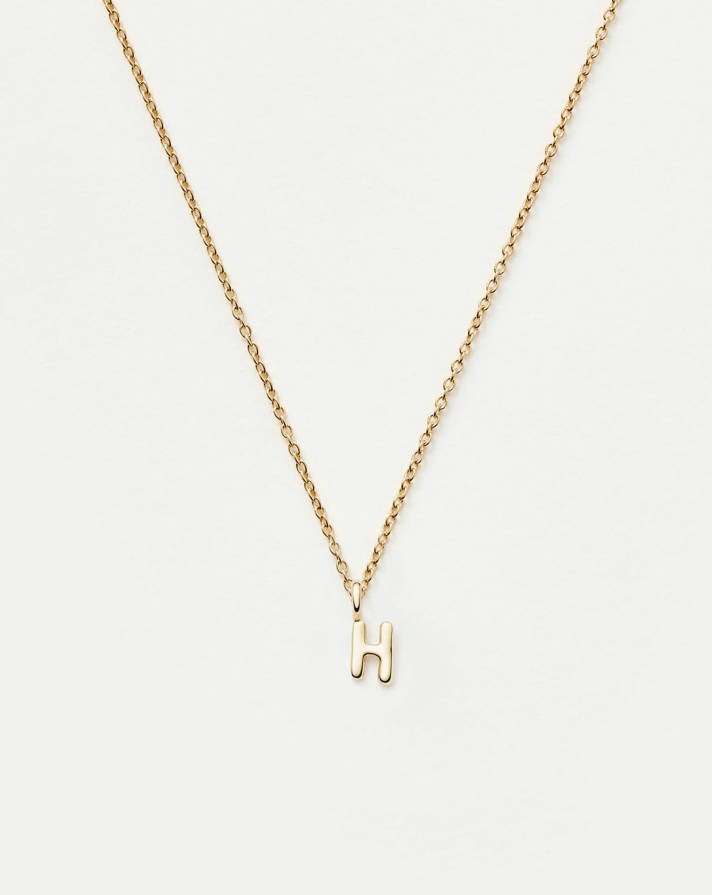 Solid Gold Initial Mini Pendant Necklace - H | 14ct Solid Gold