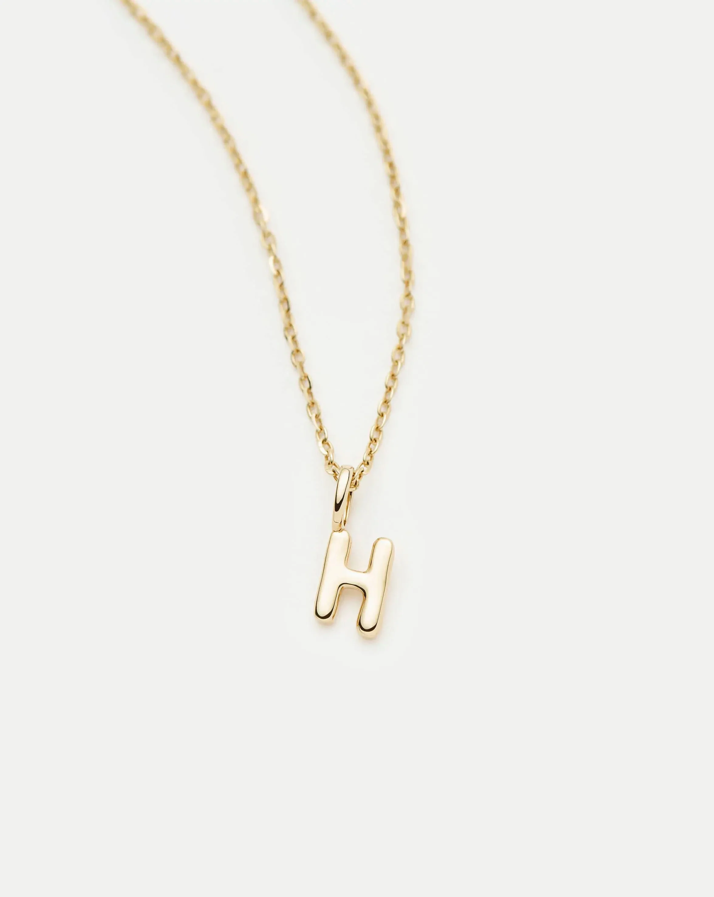 Solid Gold Initial Mini Pendant Necklace - H | 14ct Solid Gold - Image 2