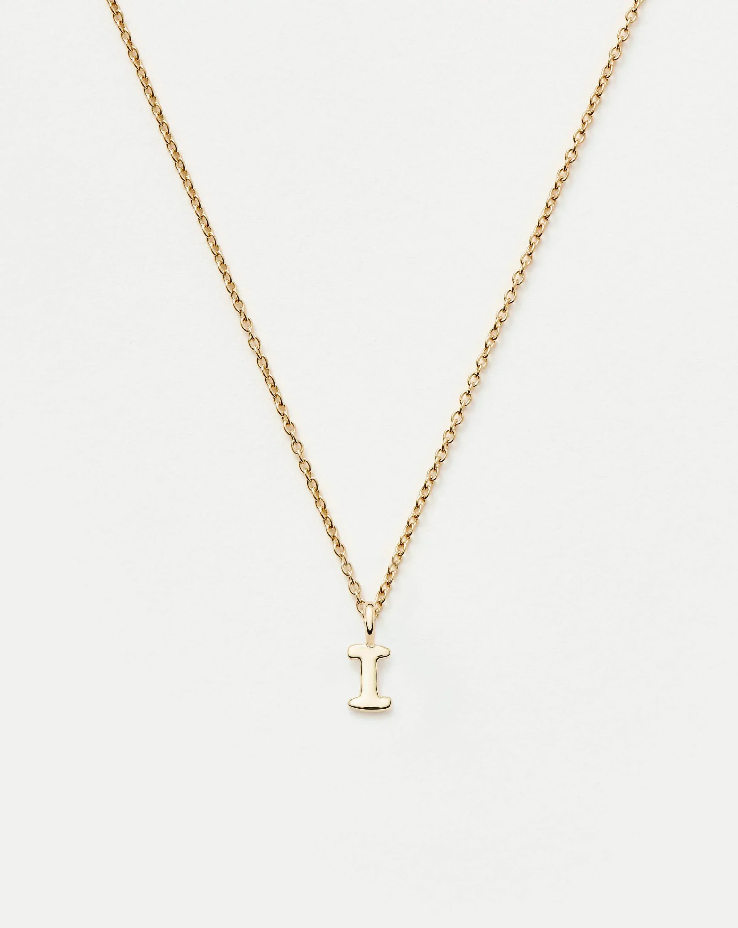 Solid Gold Initial Mini Pendant Necklace - I | 14ct Solid Gold
