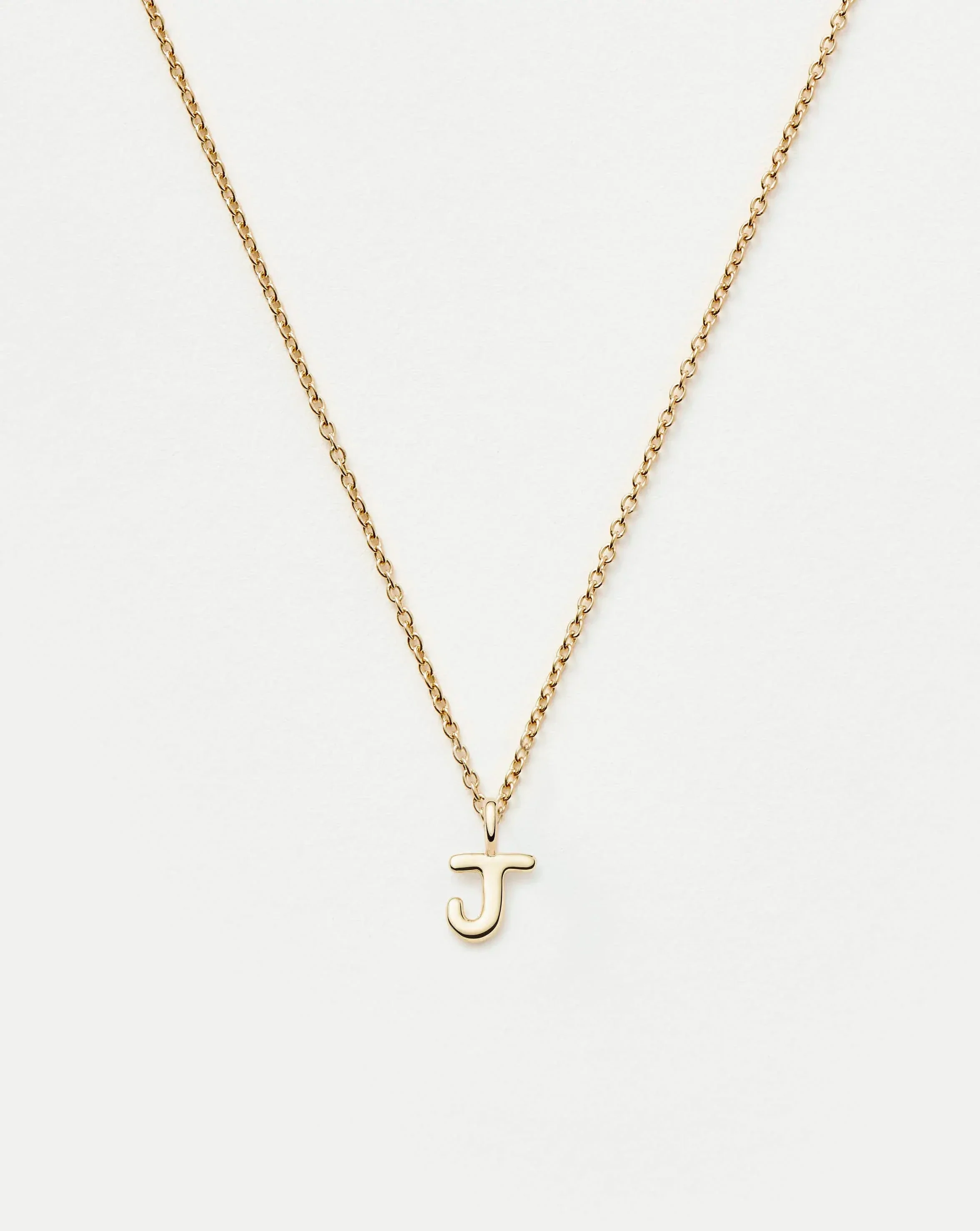 Solid Gold Initial Mini Pendant Necklace - J | 14ct Solid Gold
