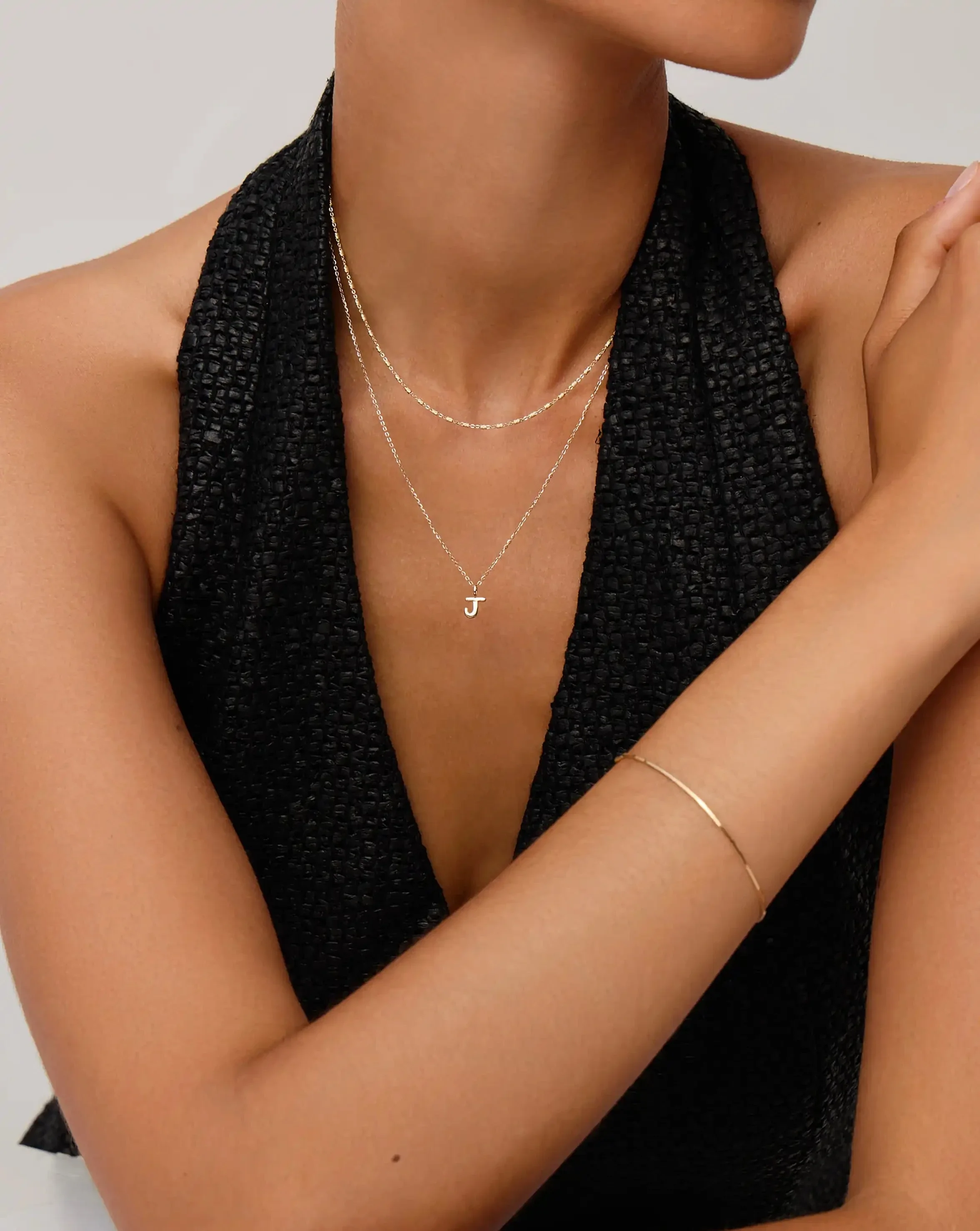 Solid Gold Initial Mini Pendant Necklace - J | 14ct Solid Gold - Image 2