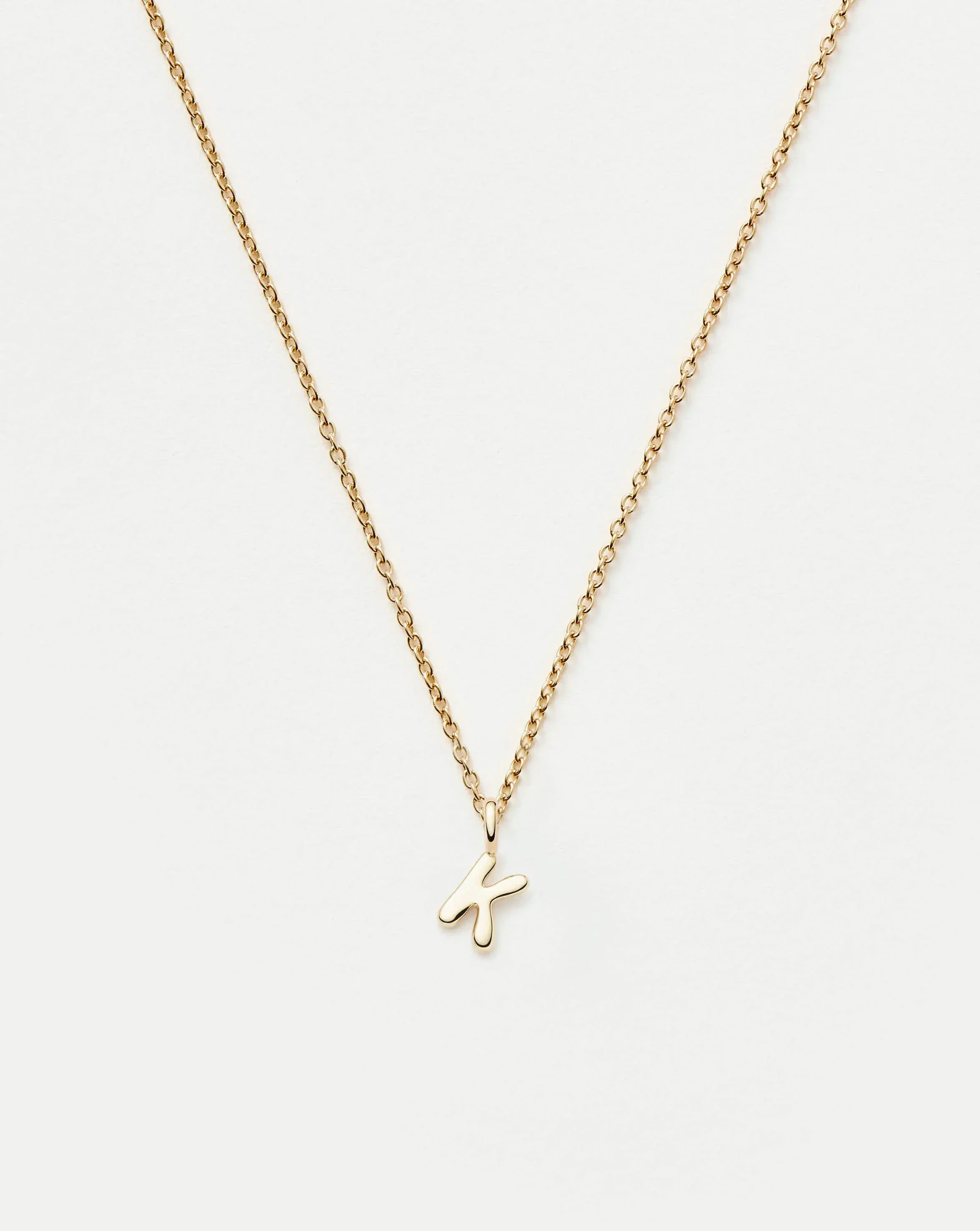 Solid Gold Initial Mini Pendant Necklace - K | 14ct Solid Gold