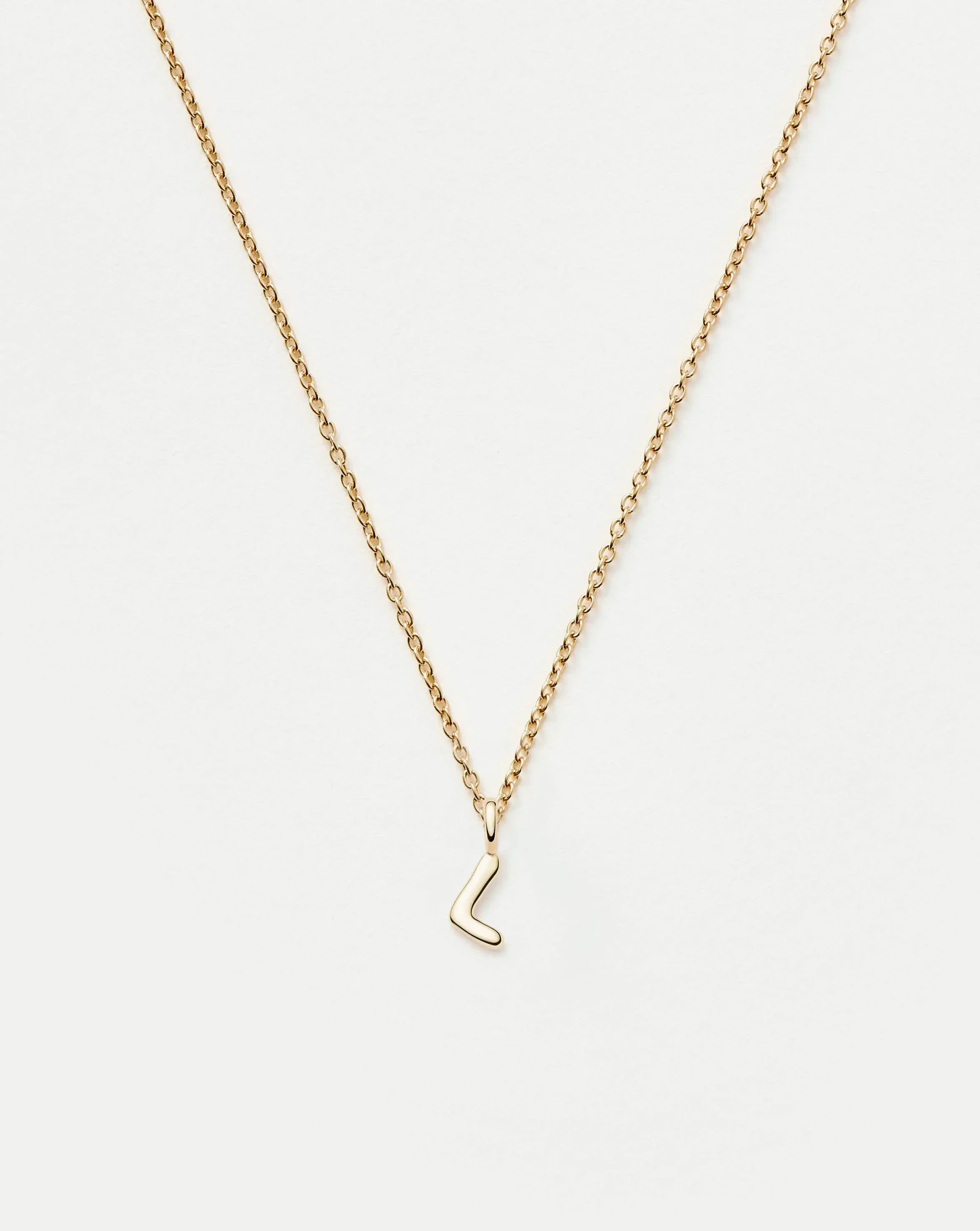 Solid Gold Initial Mini Pendant Necklace - L | 14ct Solid Gold