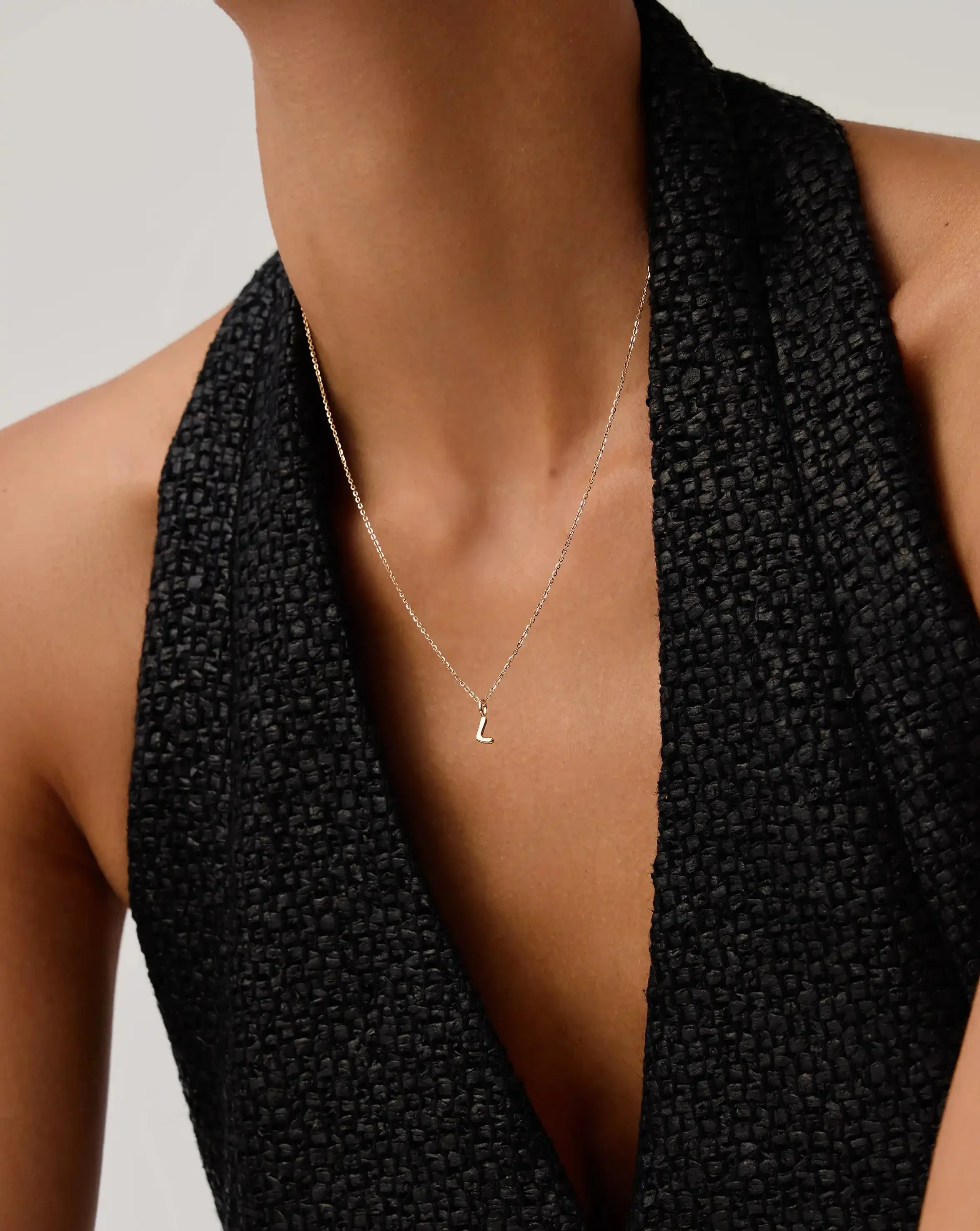 Solid Gold Initial Mini Pendant Necklace - L | 14ct Solid Gold - Image 2