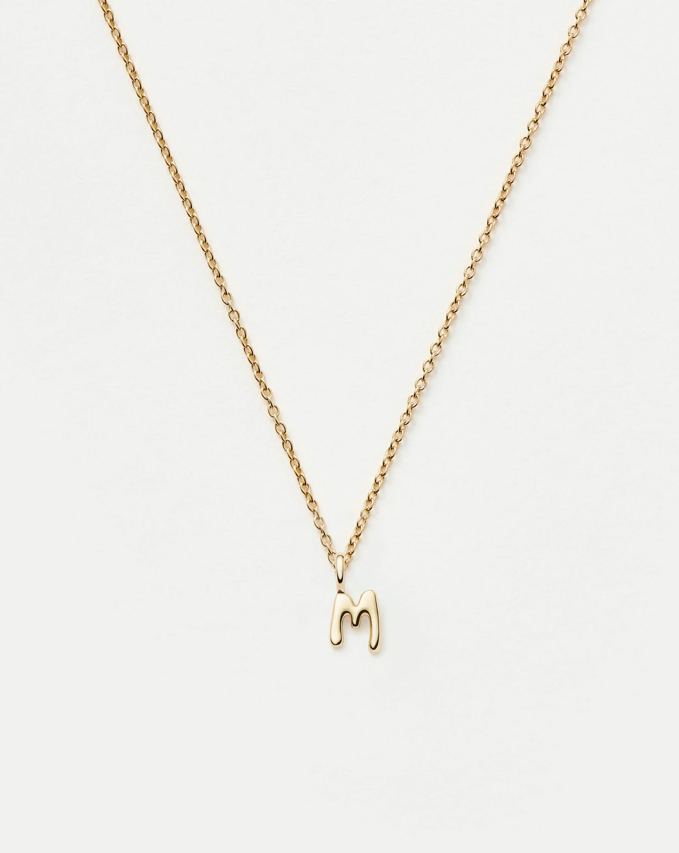 Solid Gold Initial Mini Pendant Necklace - M | 14ct Solid Gold