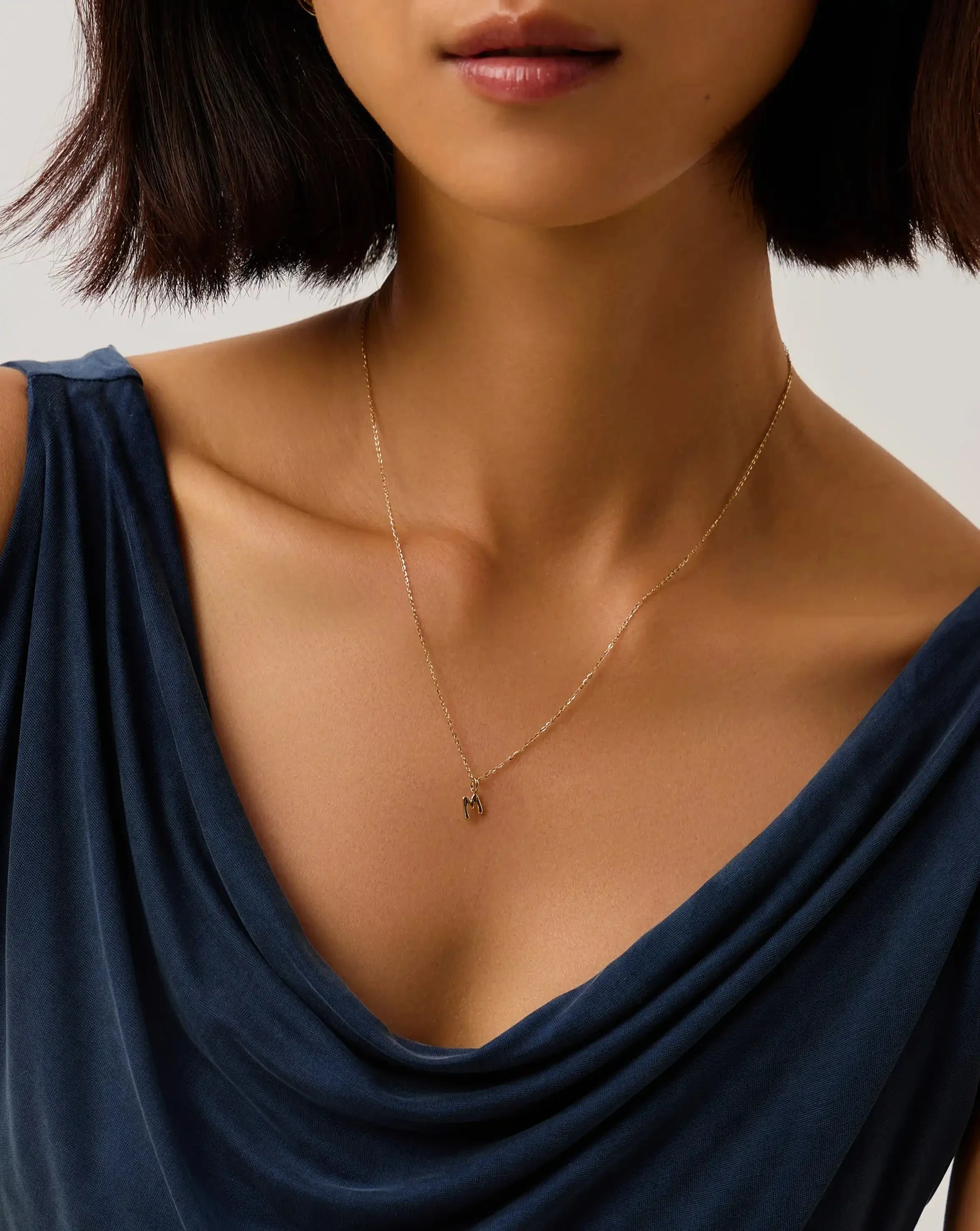 Solid Gold Initial Mini Pendant Necklace - M | 14ct Solid Gold - Image 2