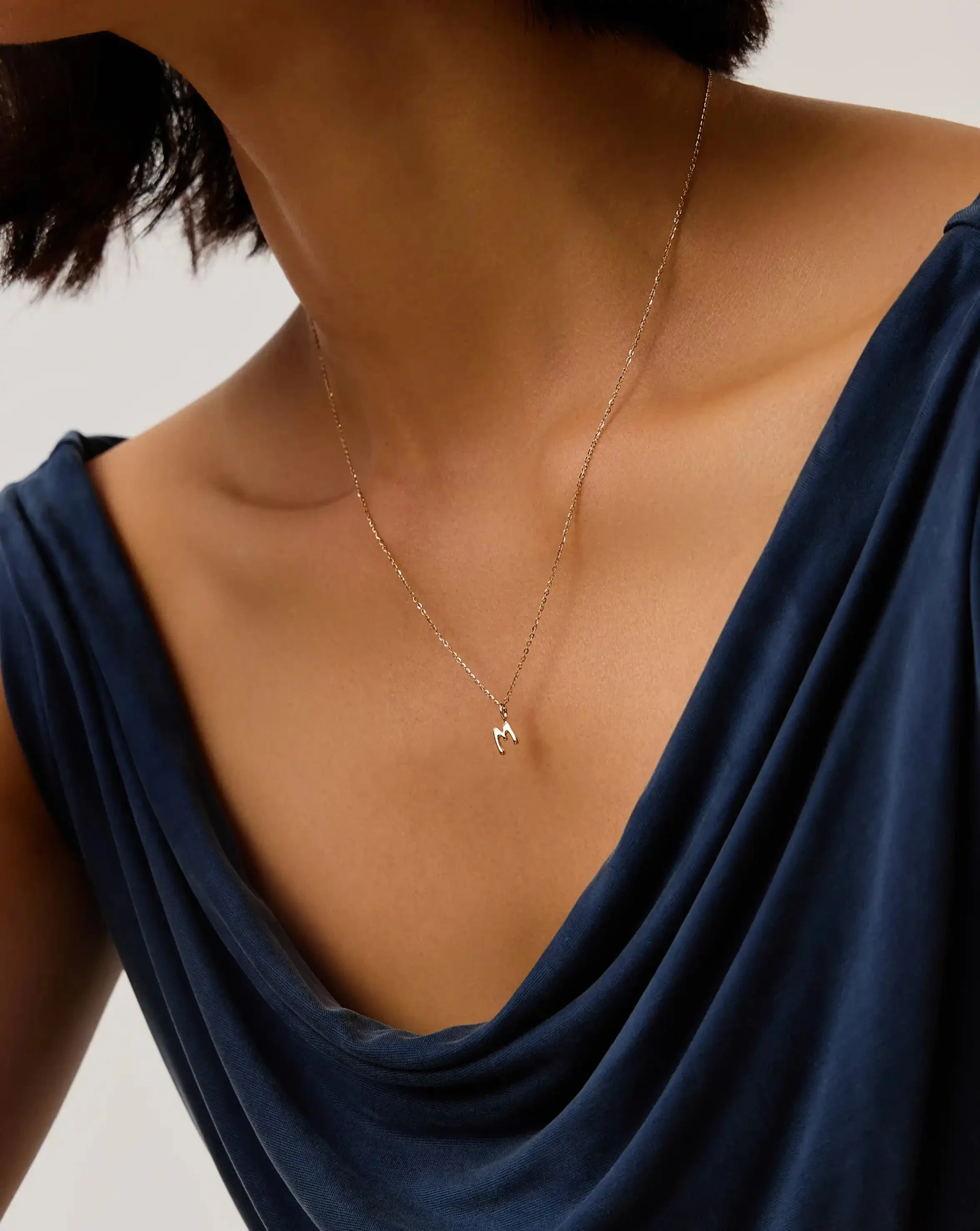 Solid Gold Initial Mini Pendant Necklace - M | 14ct Solid Gold - Image 3
