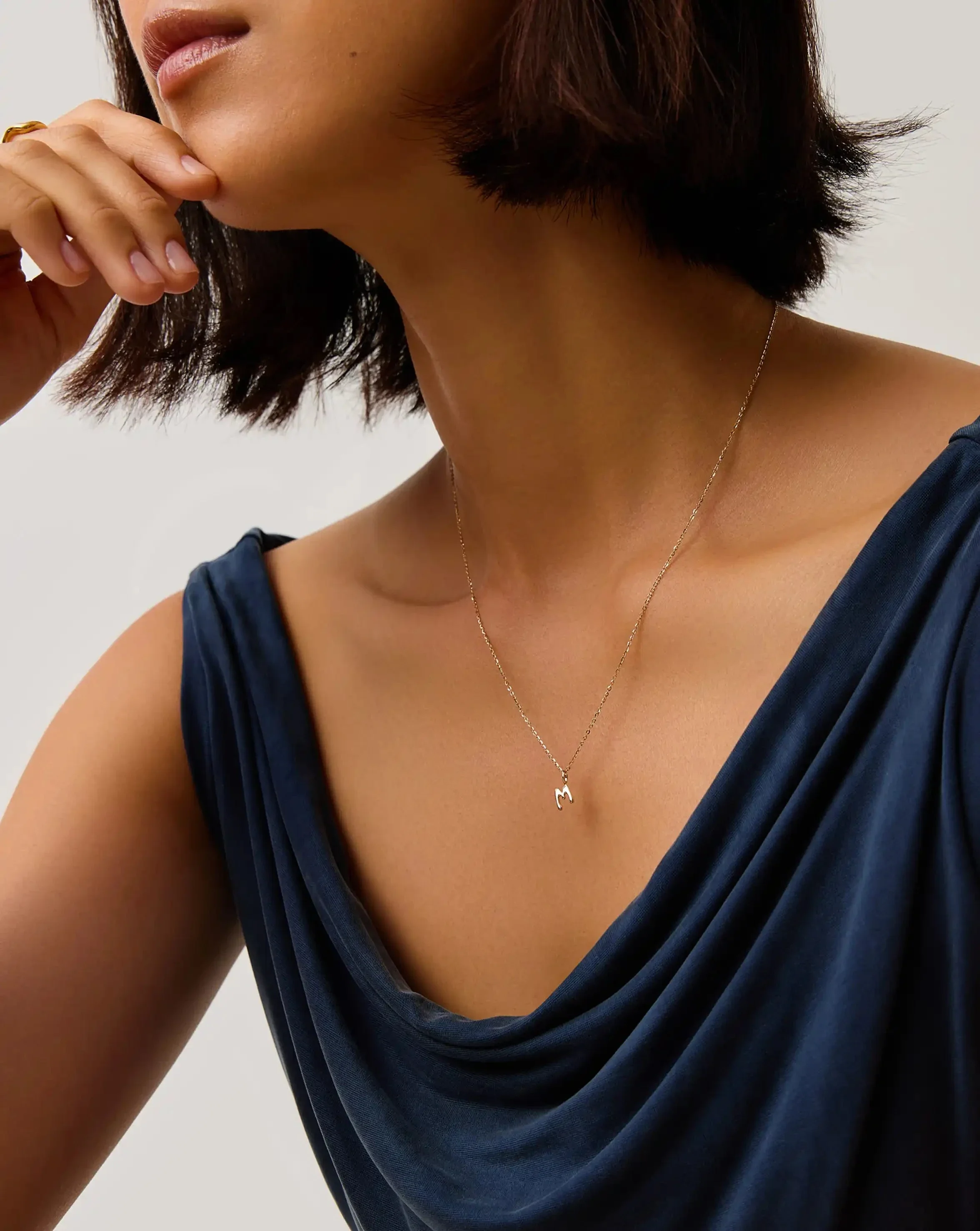 Solid Gold Initial Mini Pendant Necklace - M | 14ct Solid Gold - Image 6